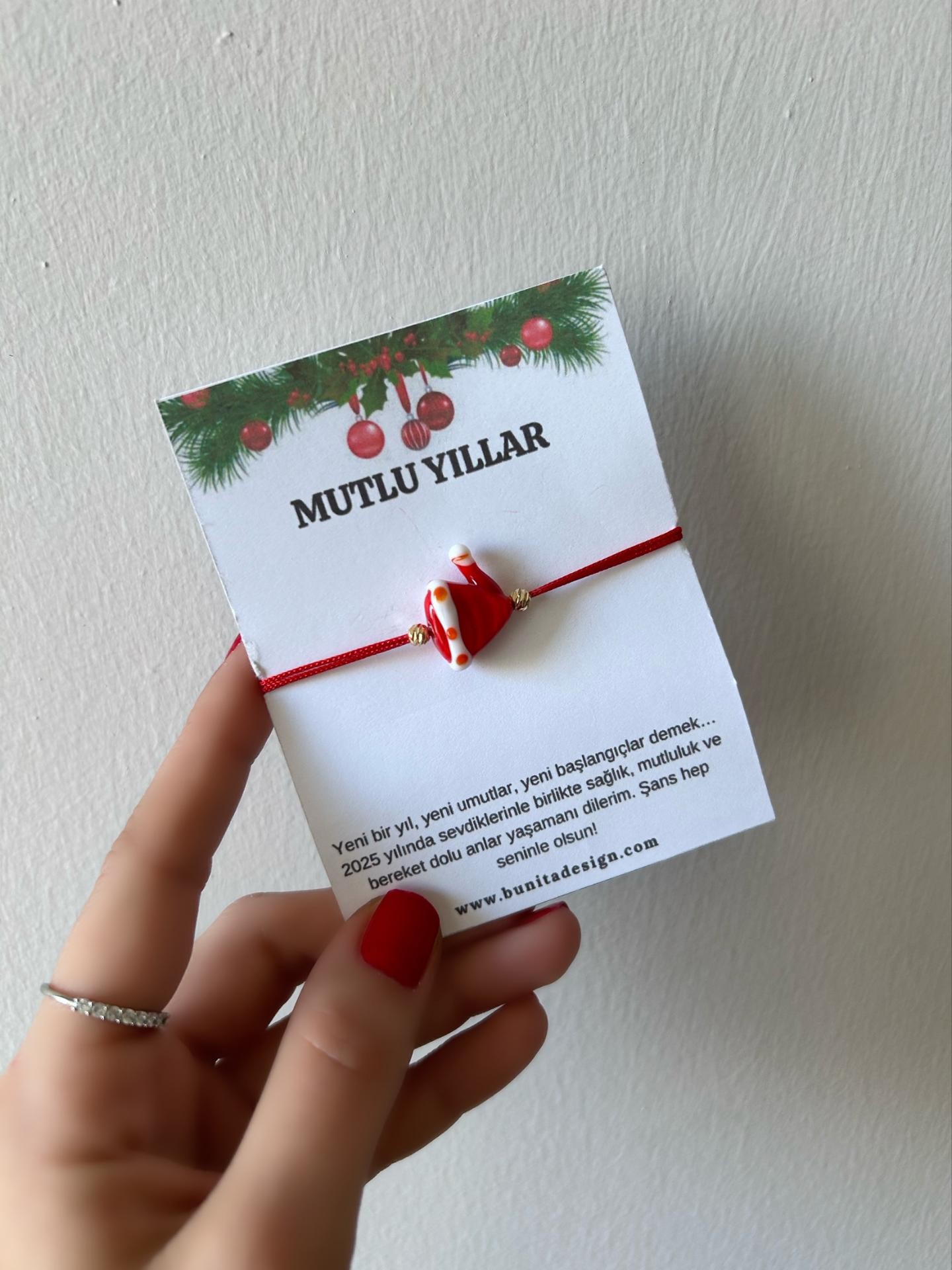 Murano Cam Noel Şapka Yeni Yıl Konsept Bileklik