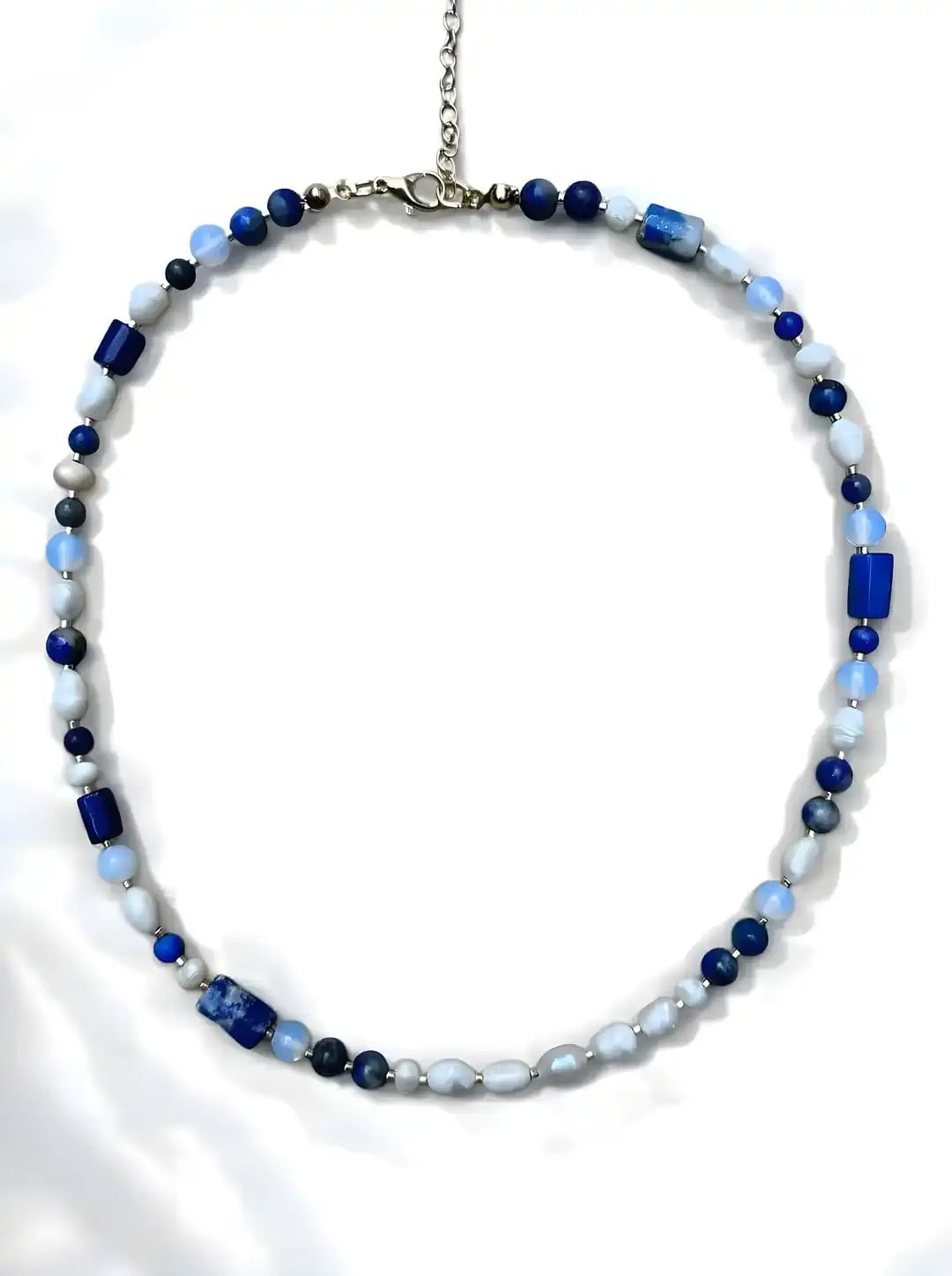 Royal Harmony: Lapis, Barok İnci & Opal Taşlı Özel Tasarım Kolye