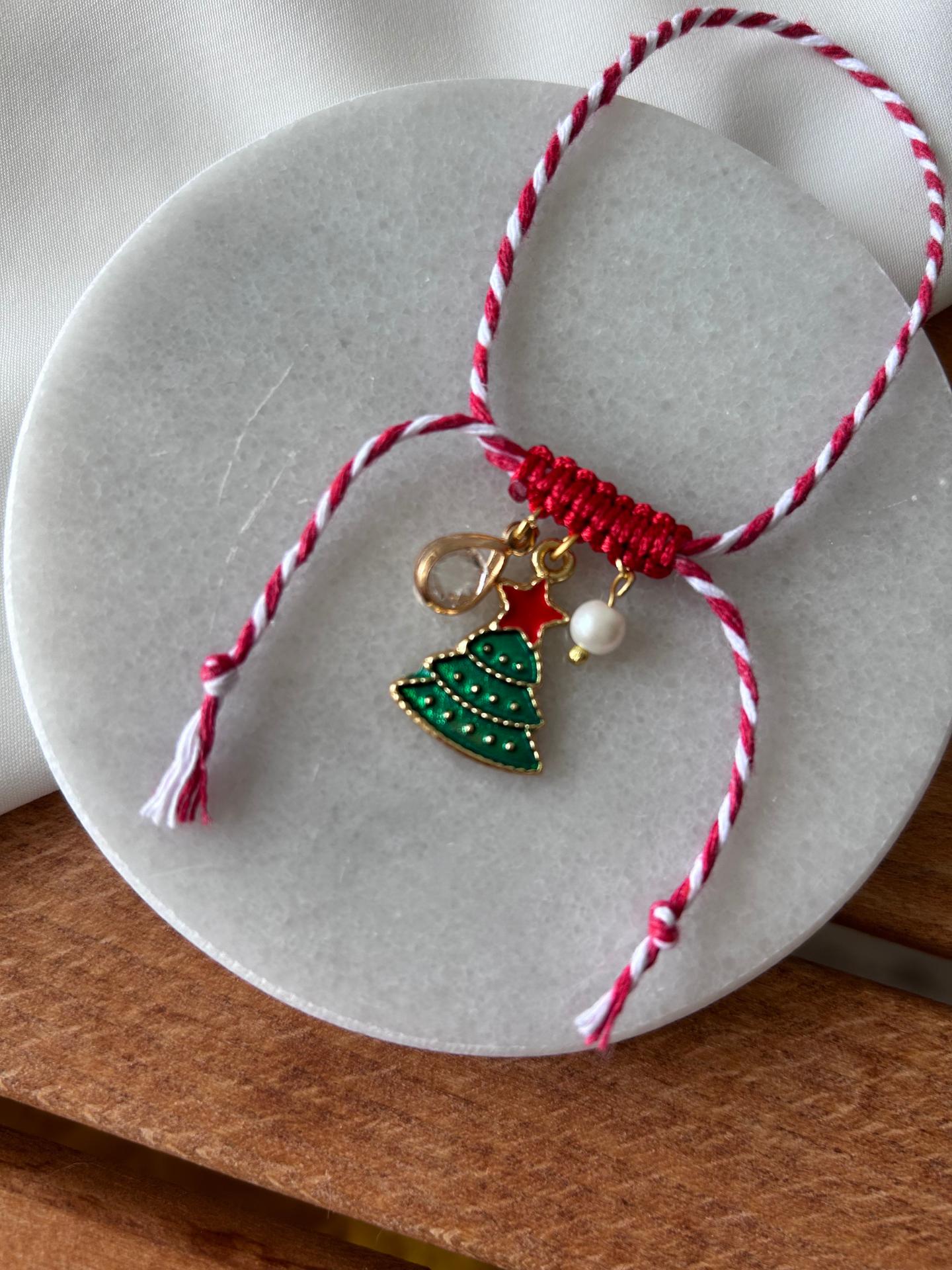 Yeşil Noel Ağacı Figürlü Charm Detay Yeni Yıl Konsept Bileklik