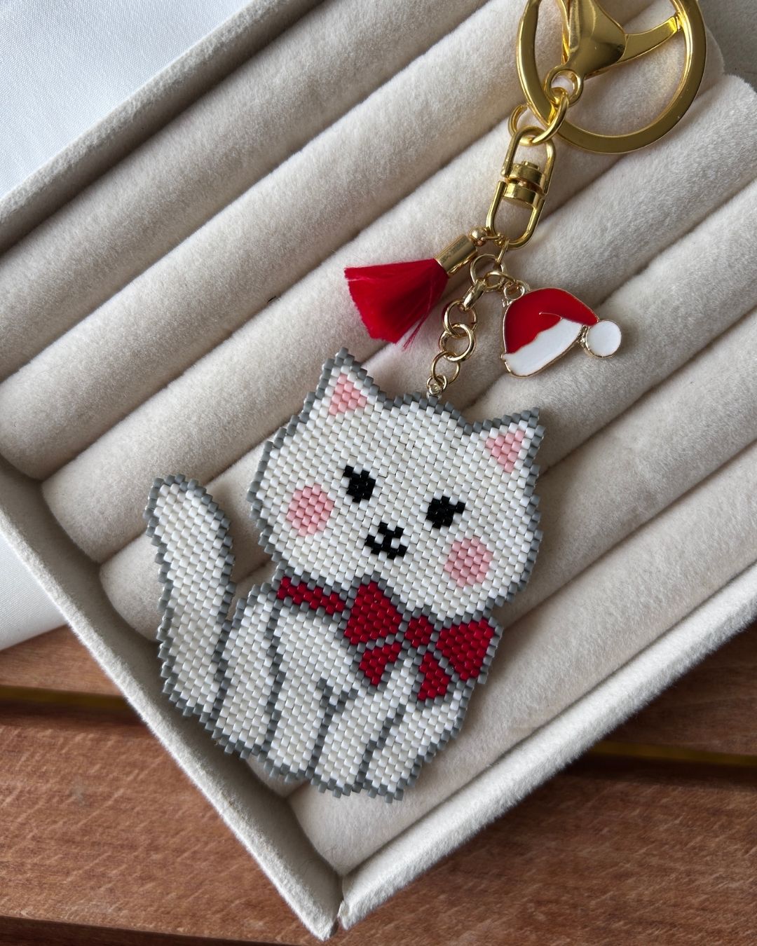 Kedi Motifli Miyuki Tasarım Anahtarlık & Çanta Charm