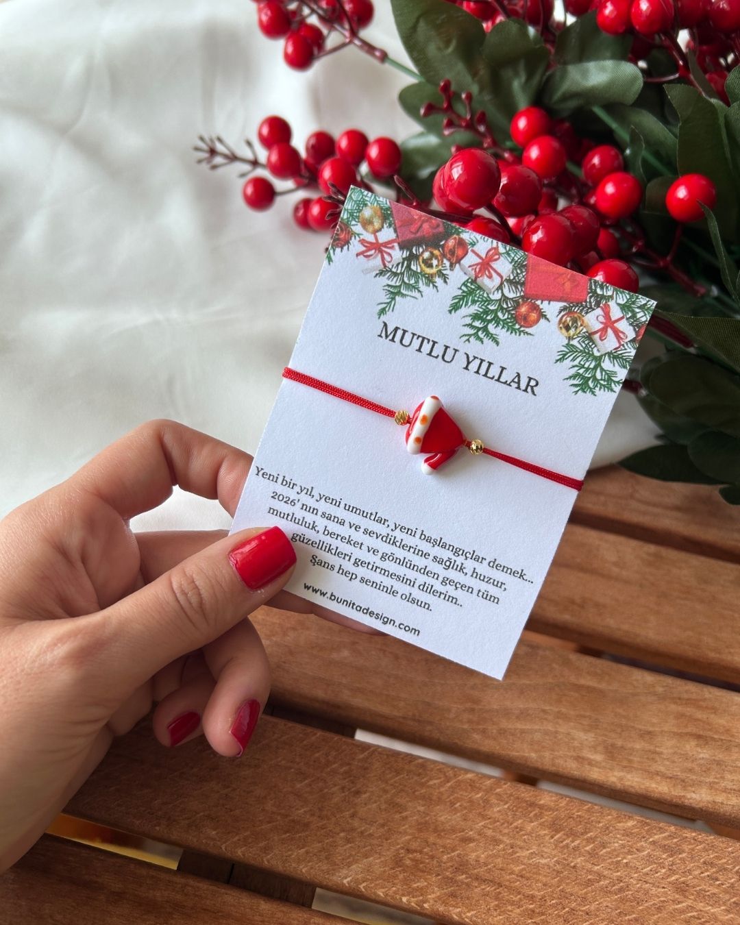 Murano Cam Noel Şapka Yeni Yıl Konsept Bileklik