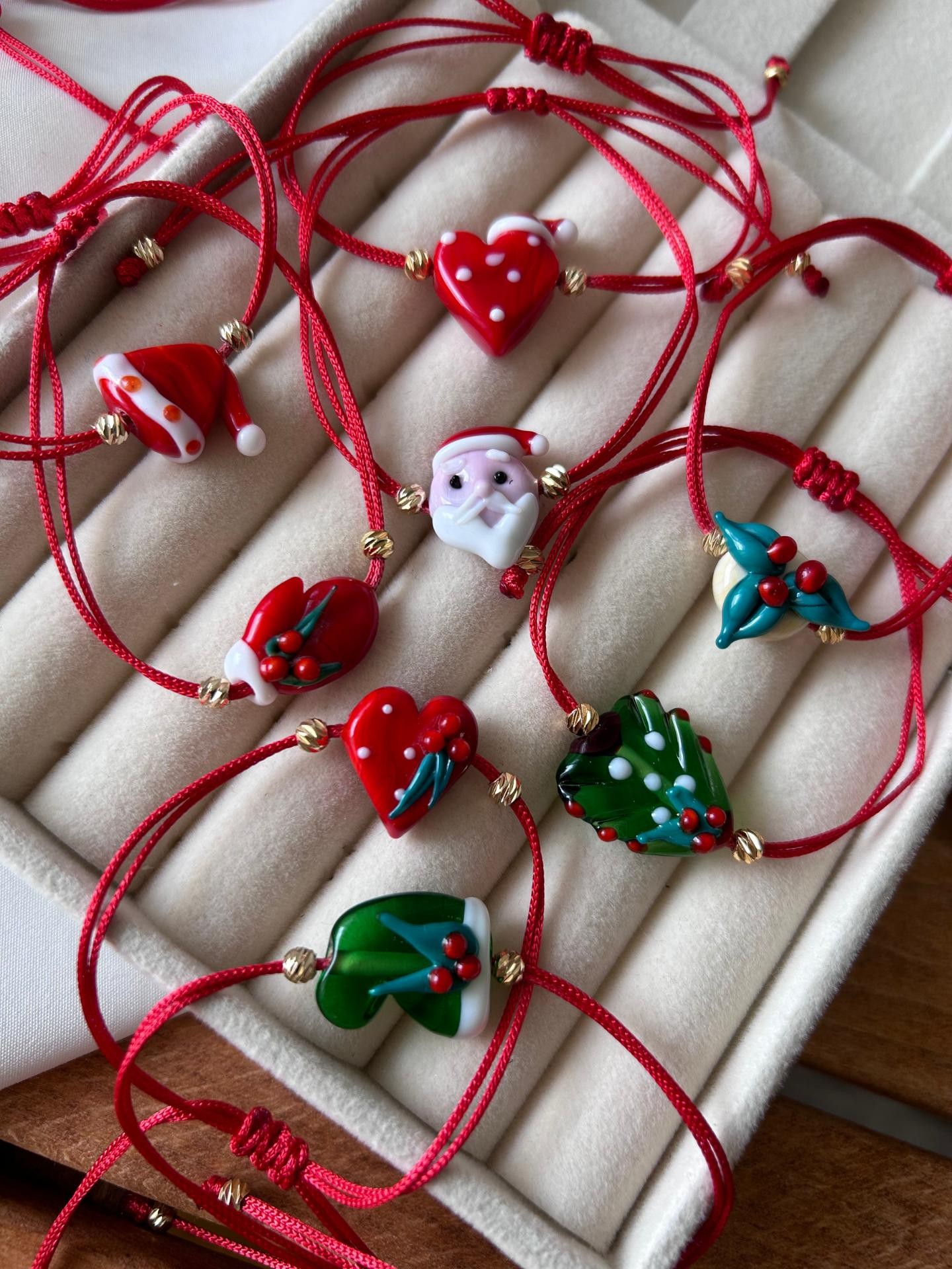 Murano Cam Yeşil Noel Çorap Yeni Yıl Konsept Bileklik