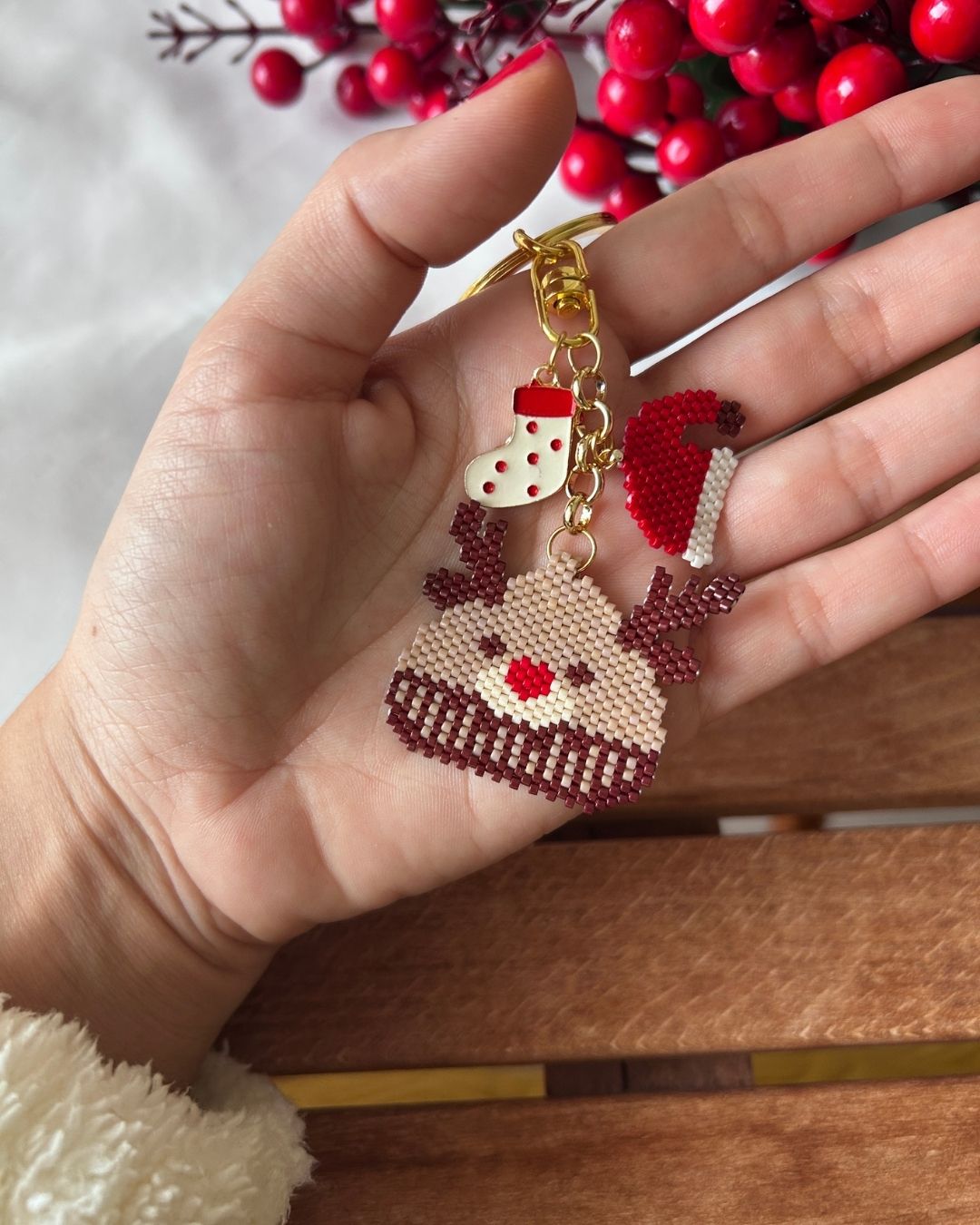 Geyik Motifli Miyuki Tasarım Anahtarlık & Çanta Charm