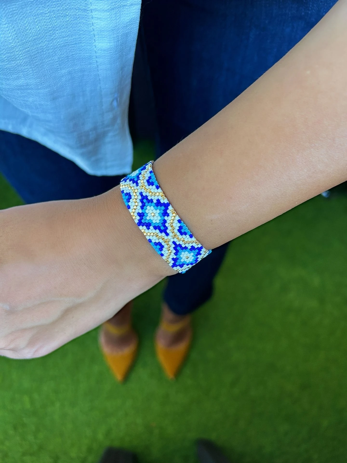 Altın Yıldız Desenli Tasarım Miyuki Bileklik