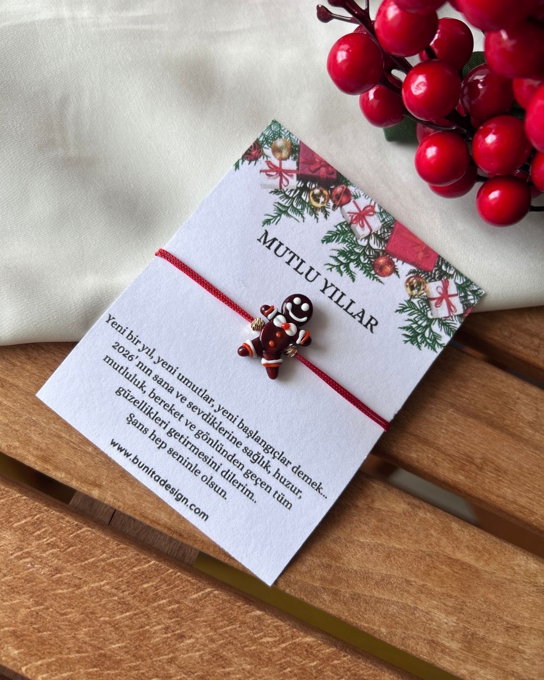 Murano Cam Kurabiye Adam Yeni Yıl Konsept Bileklik