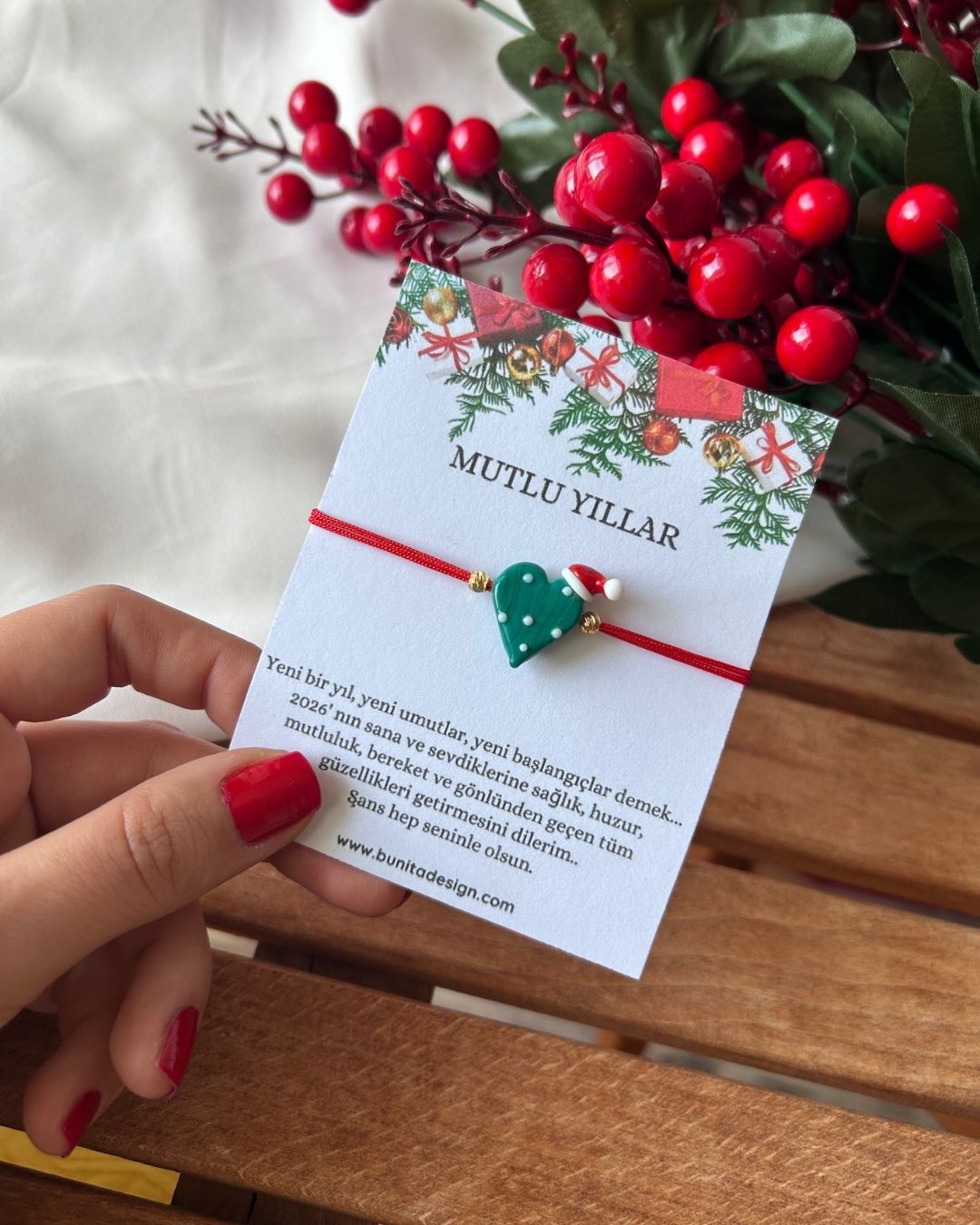 Murano Cam Şapkalı Yeşil Kalp Yeni Yıl Konsept Bileklik