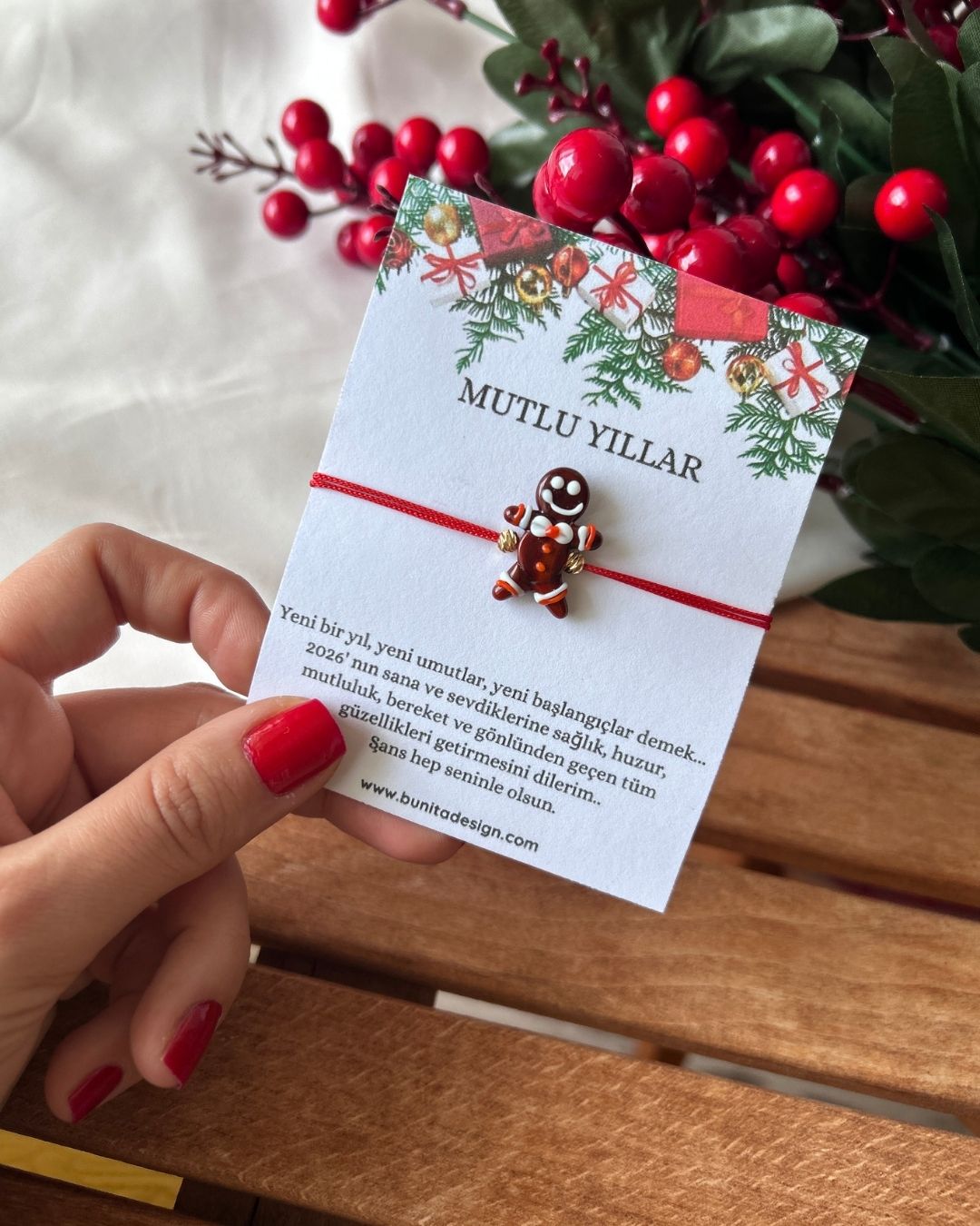 Murano Cam Kurabiye Adam Yeni Yıl Konsept Bileklik