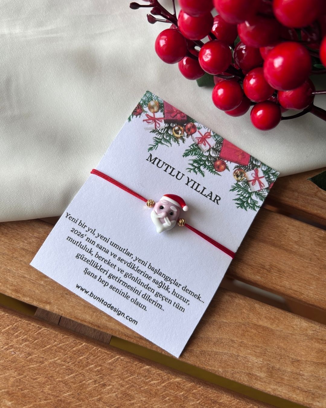 Murano Cam Noel Baba Yeni Yıl Konsept Bileklik