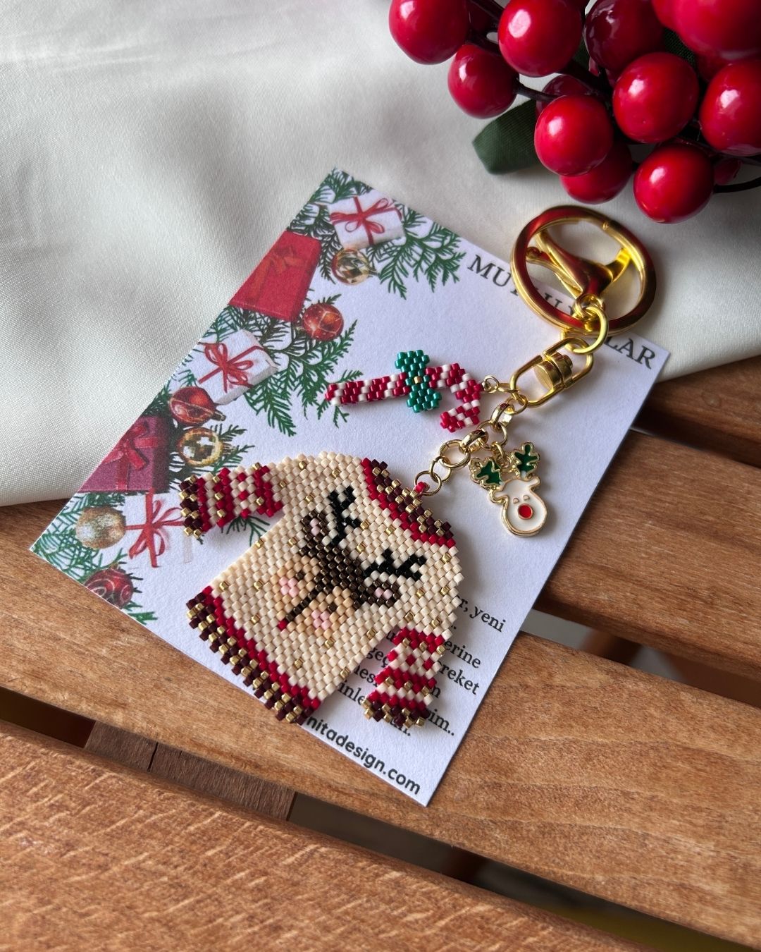 Kazak Motifli Miyuki Tasarım Anahtarlık & Çanta Charm