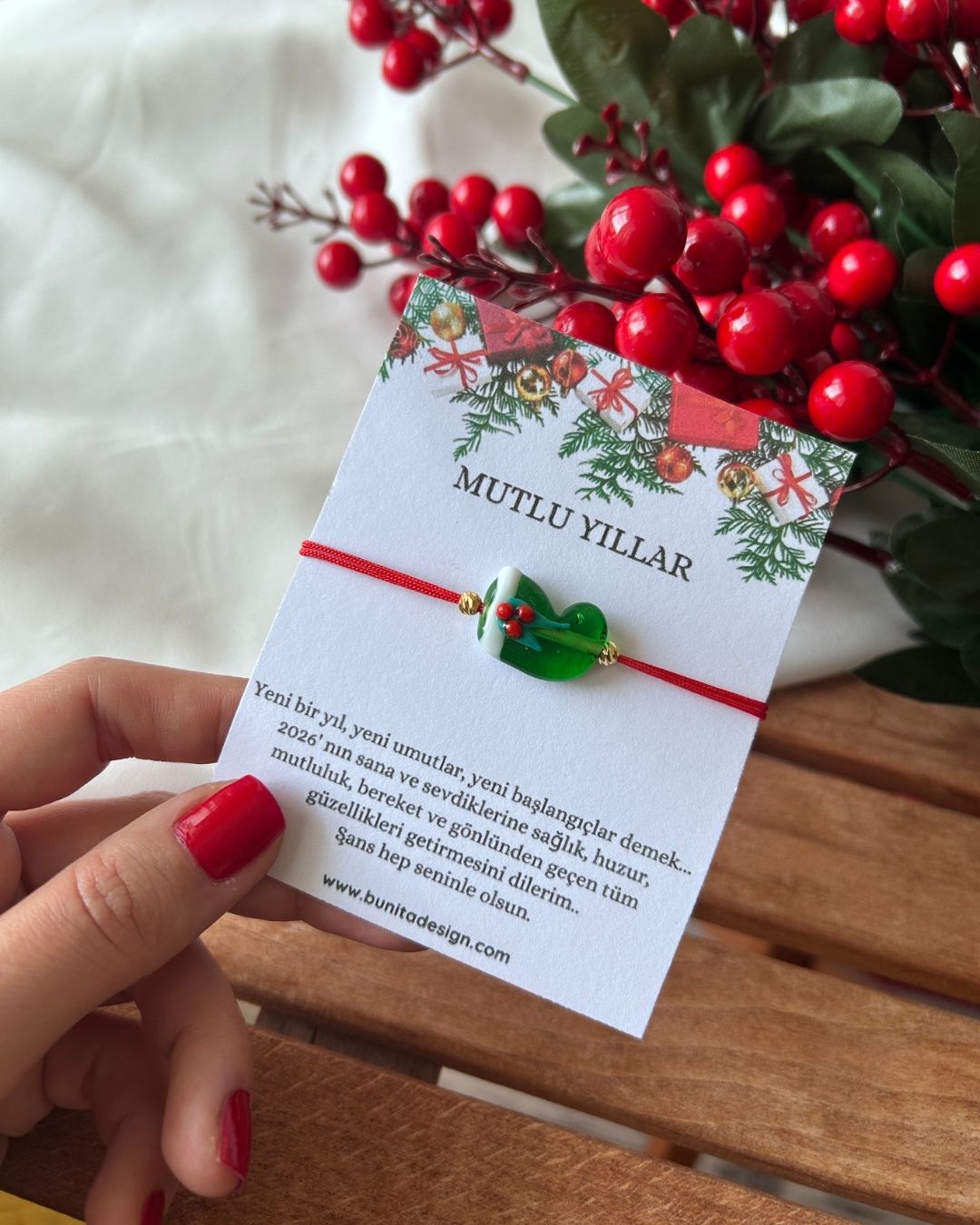 Murano Cam Yeşil Noel Çorap Yeni Yıl Konsept Bileklik