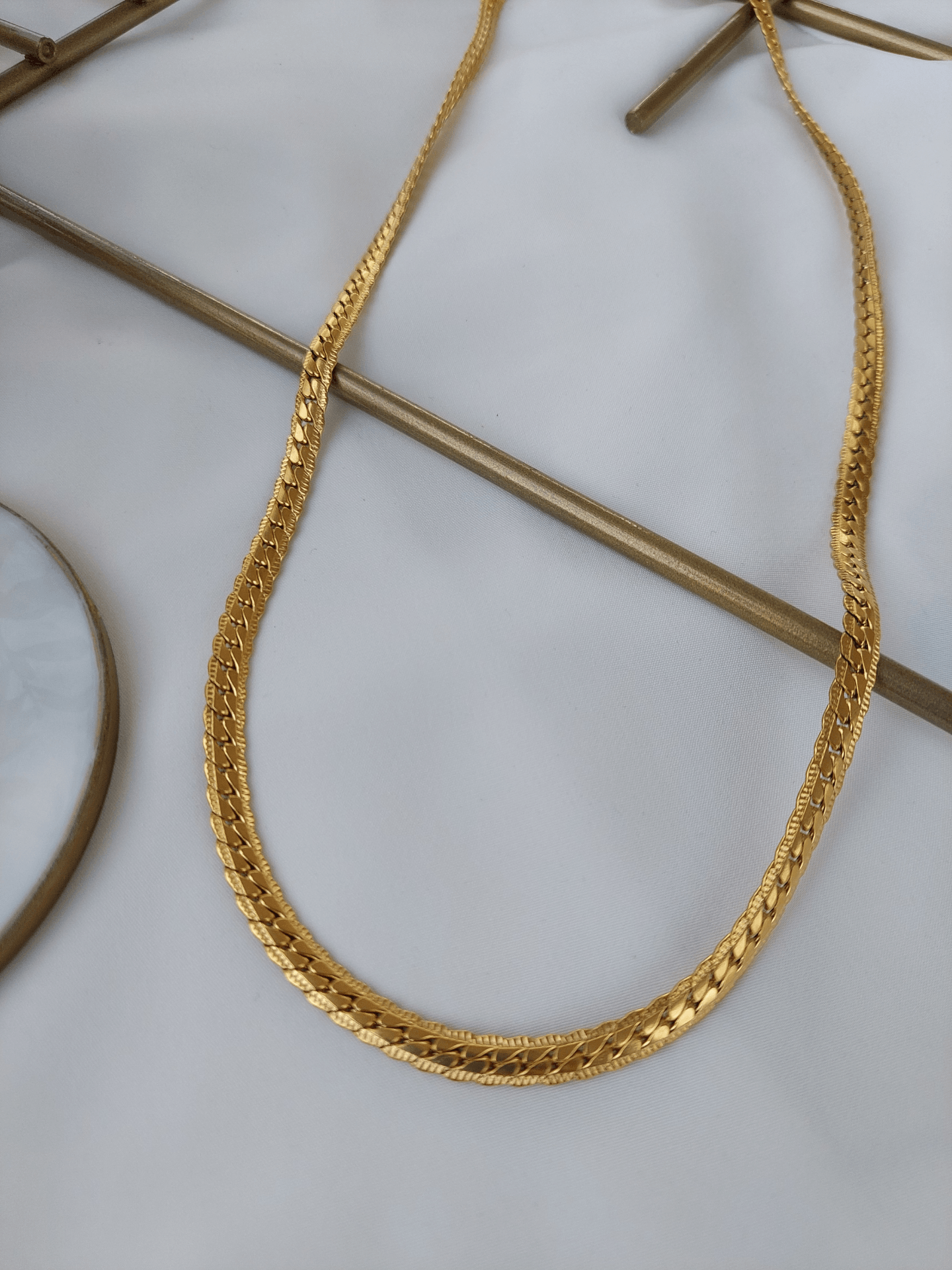 Çelik Kuyumcu İşi Kalın Gold Kolye (60 cm)