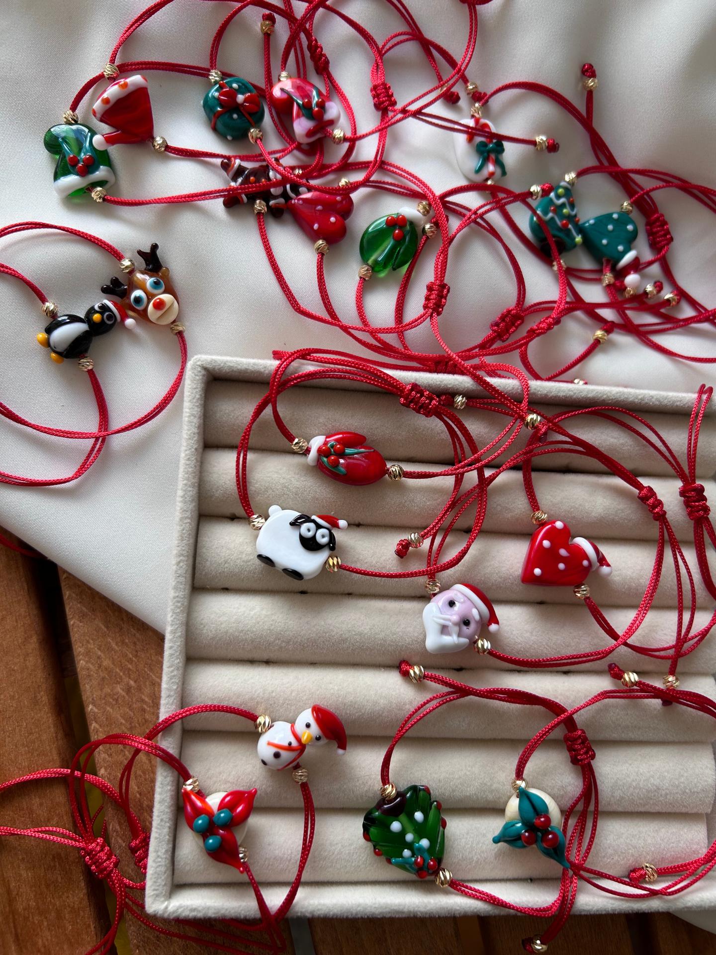 Murano Cam Şapkalı Yeşil Kalp Yeni Yıl Konsept Bileklik