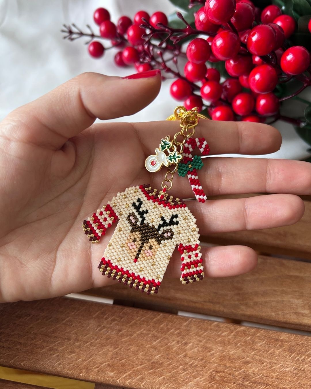 Kazak Motifli Miyuki Tasarım Anahtarlık & Çanta Charm