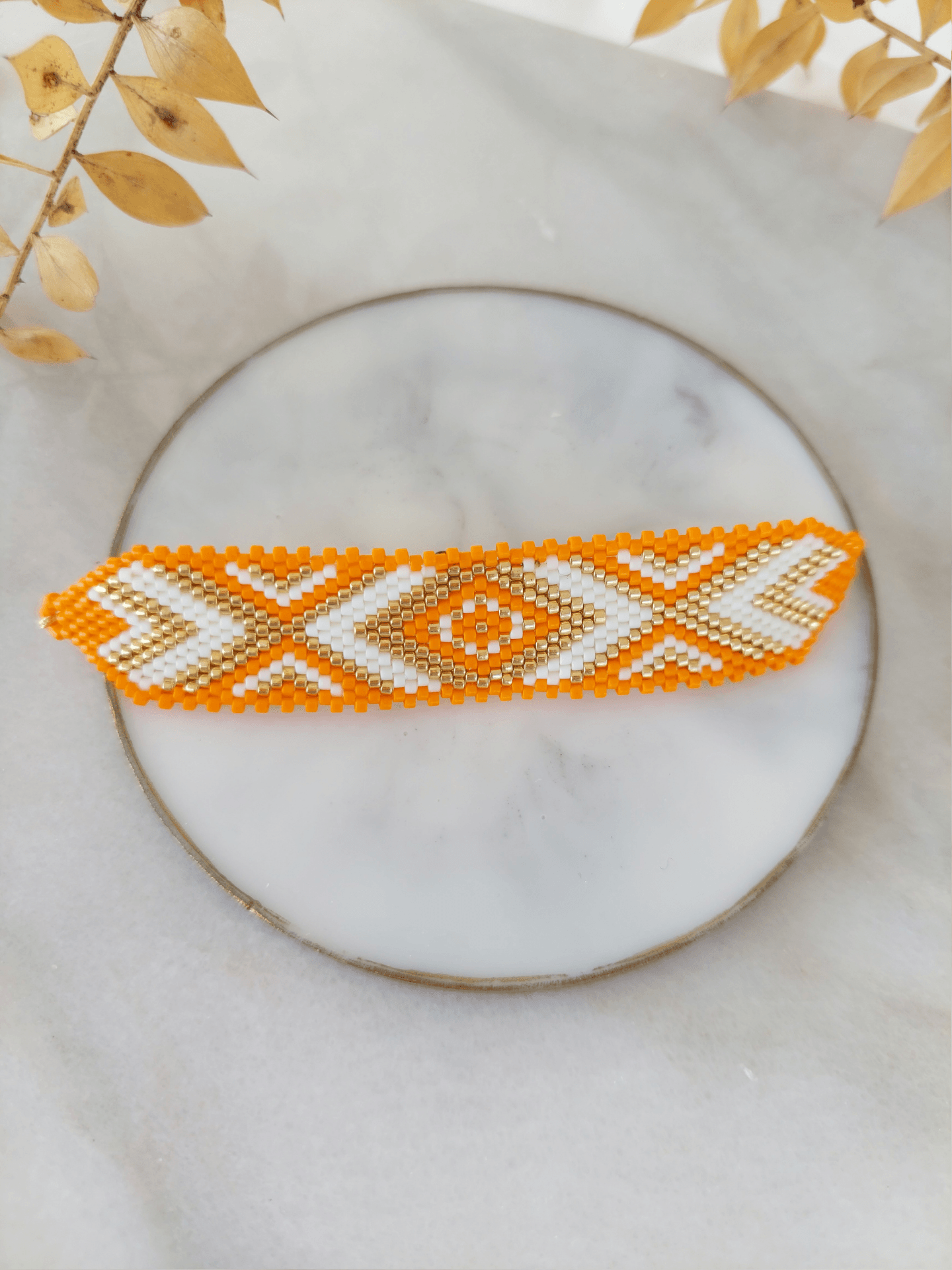 Turuncu Geometrik Motif Miyuki Bileklik
