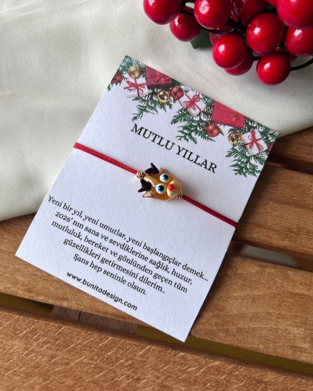 Murano Cam Geyik Yeni Yıl Konsept Bileklik