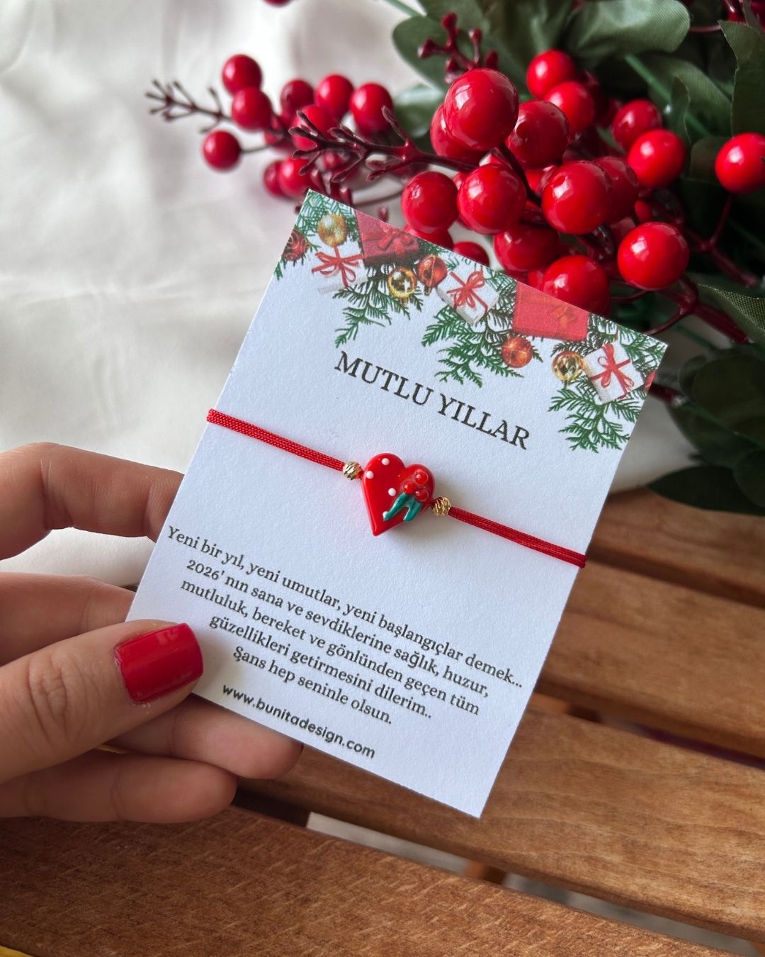 Murano Cam Kokinalı Kalp Yeni Yıl Konsept Bileklik