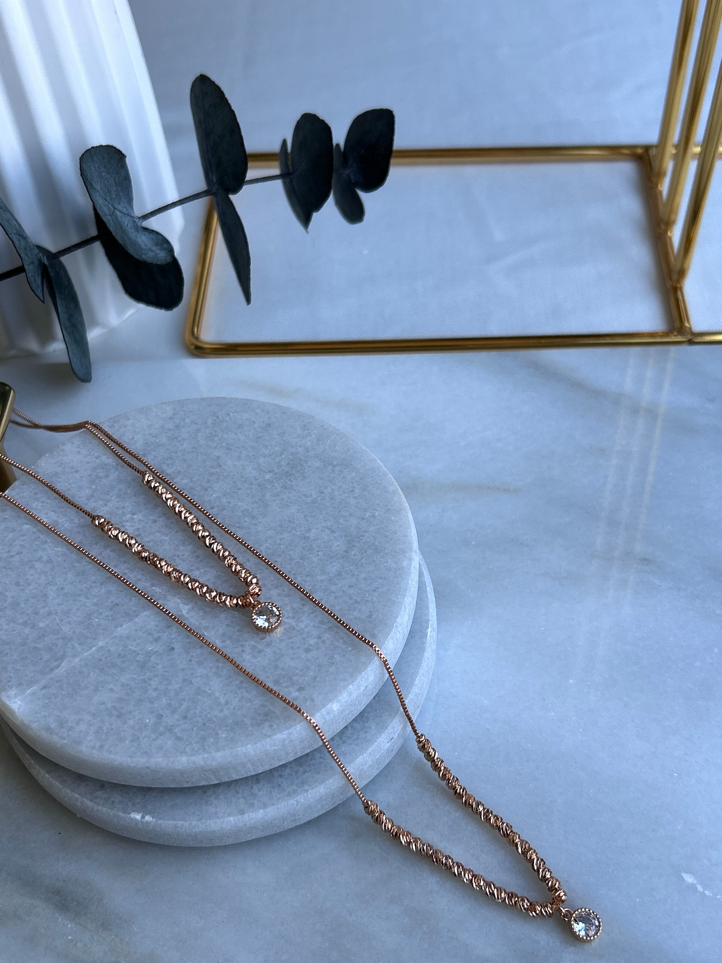 Vip Özel Seri 18K 70 Cm Taş Uçlu Dorica Zincir Kolye