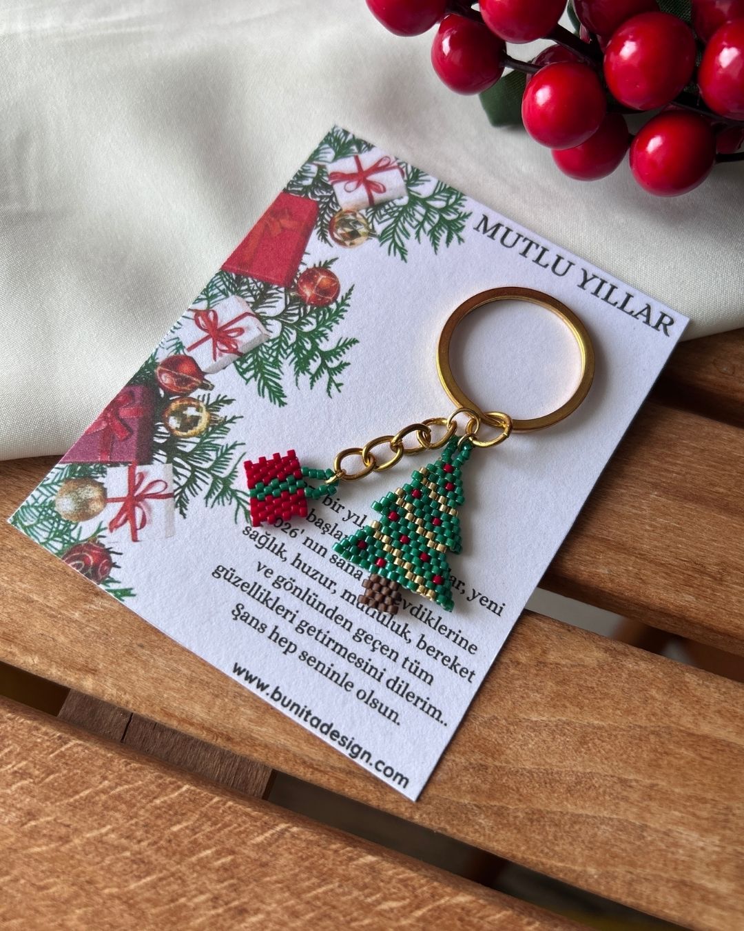 Çam Ağacı Motifli İkili Miyuki Tasarım Aksesuar