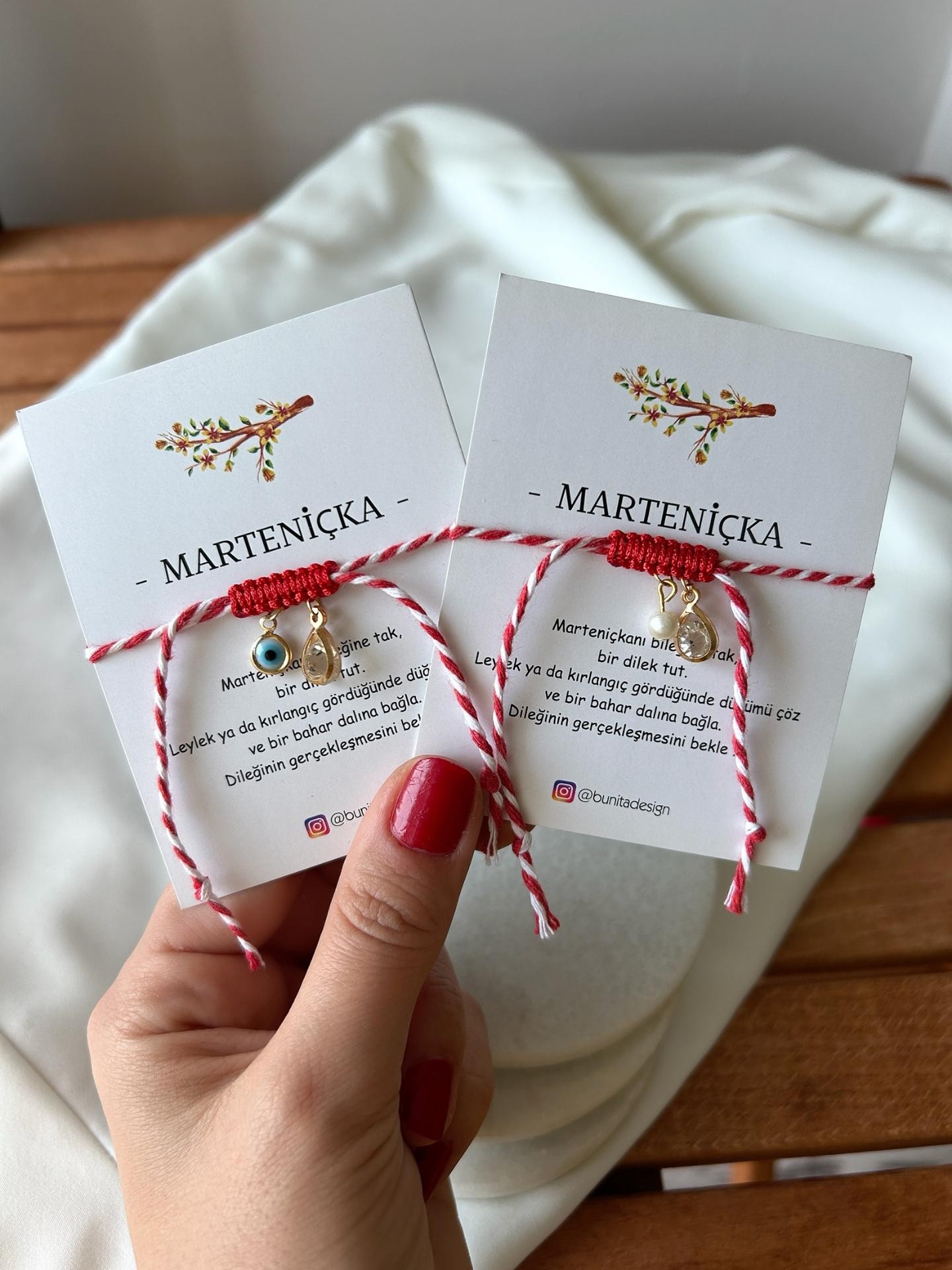 Zirkon Damla ve Nazar Boncuklu Charm Marteniçka Dilek Bilekliği