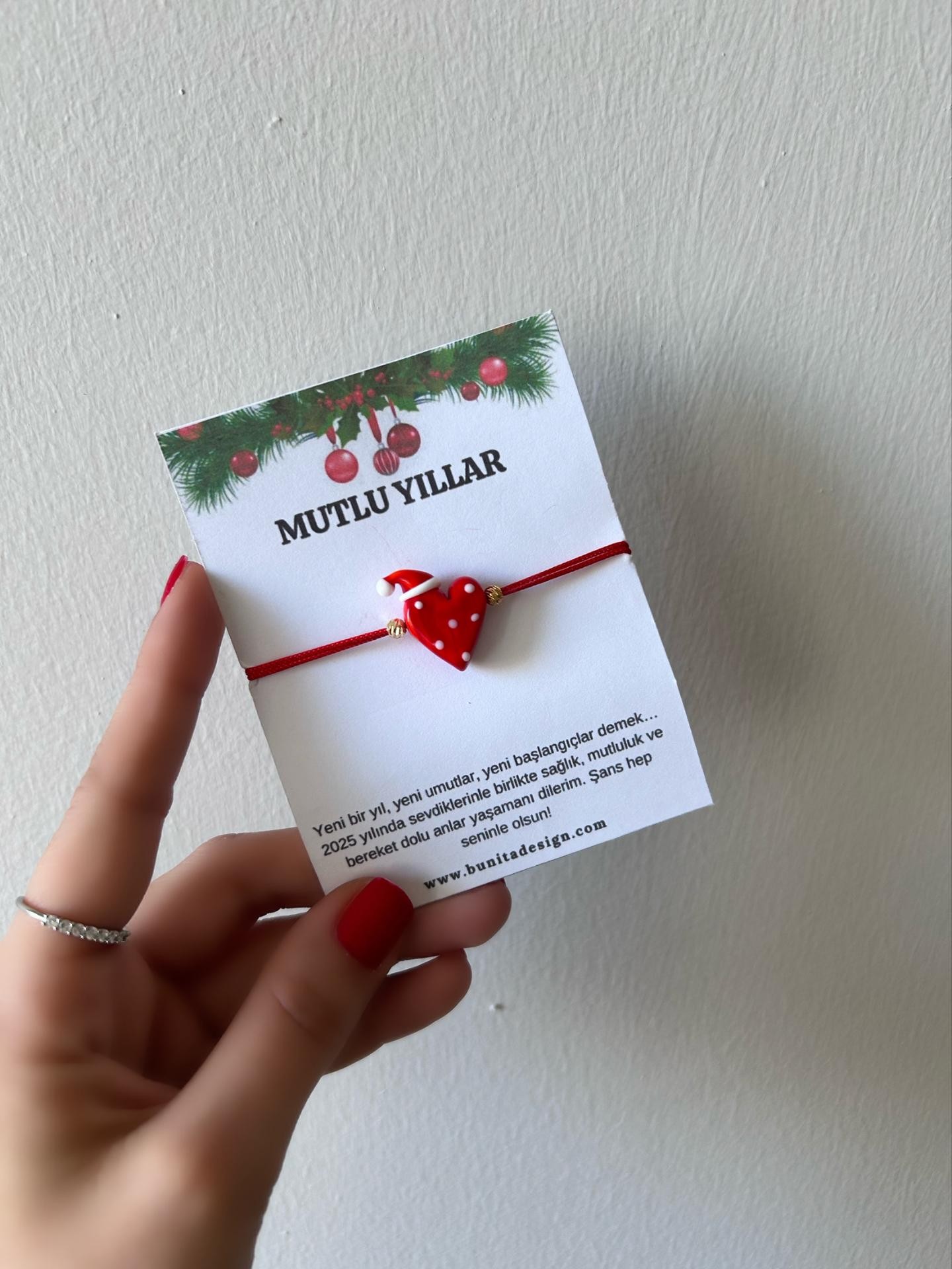Murano Cam Şapkalı Kalp Yeni Yıl Konsept Bileklik