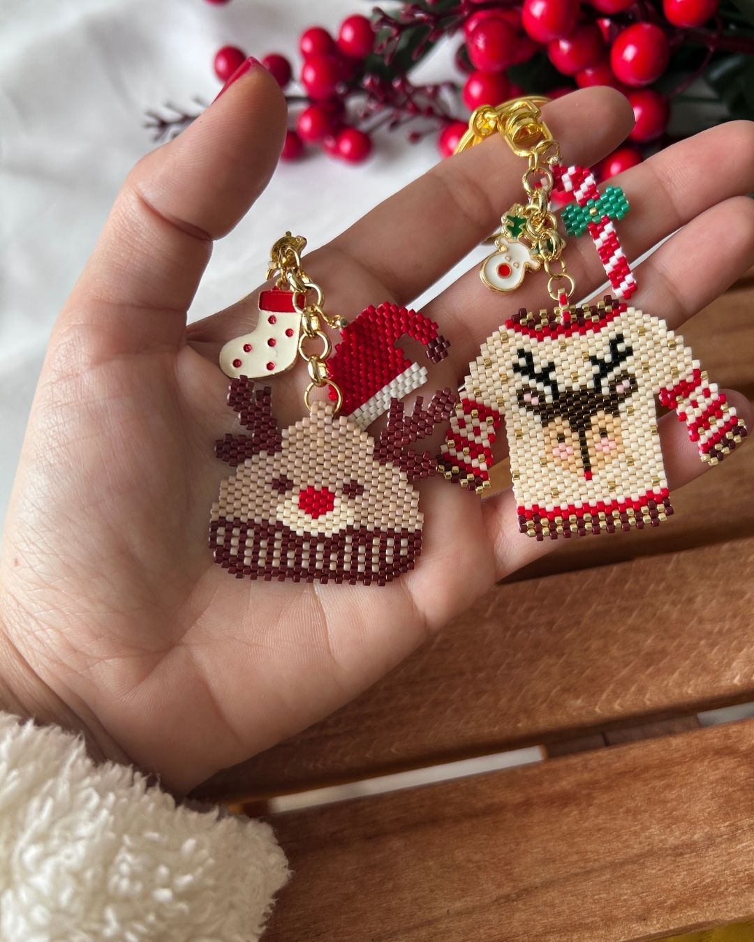 Geyik Motifli Miyuki Tasarım Anahtarlık & Çanta Charm