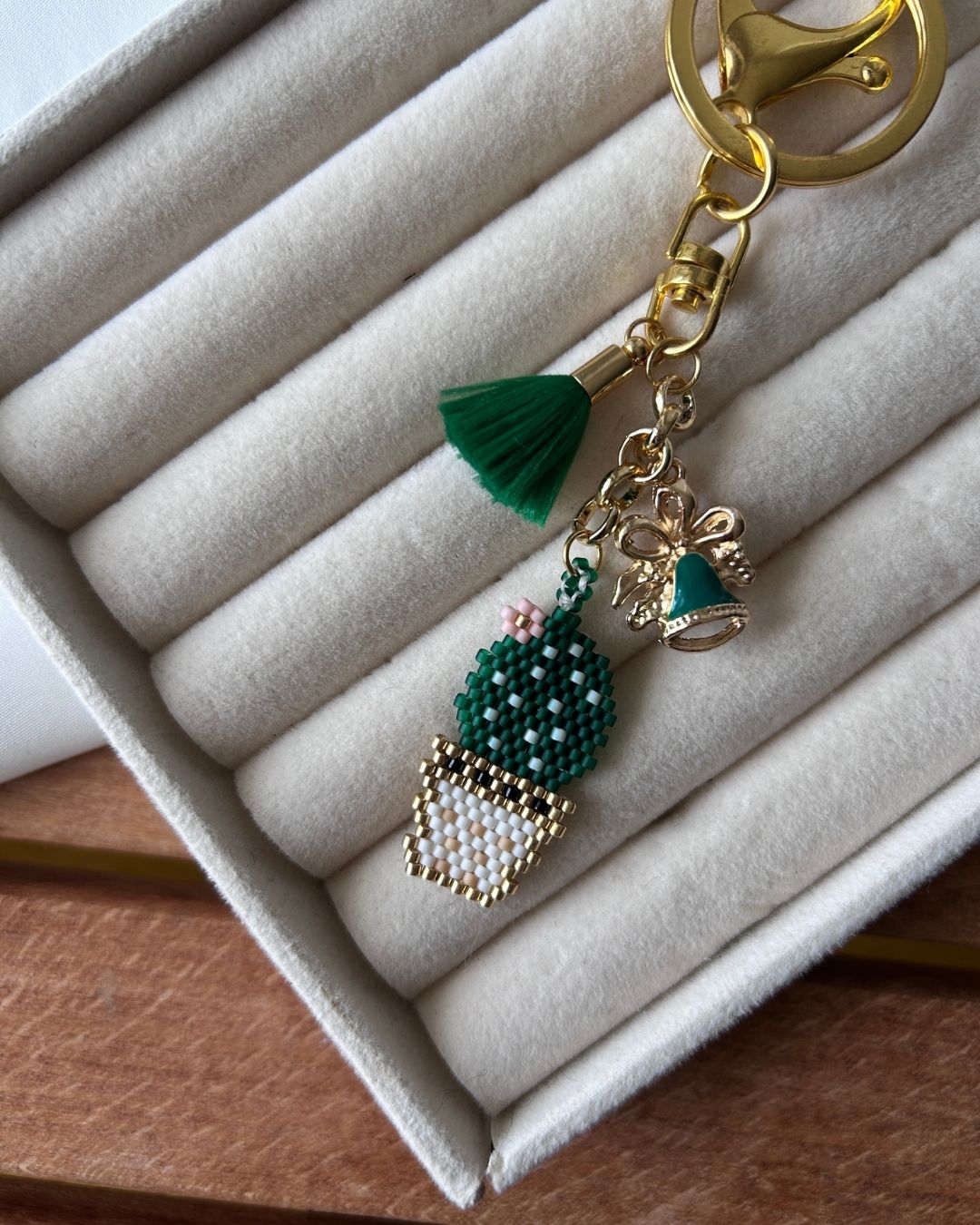 Kaktüs Motifli Miyuki Tasarım Anahtarlık & Çanta Charm