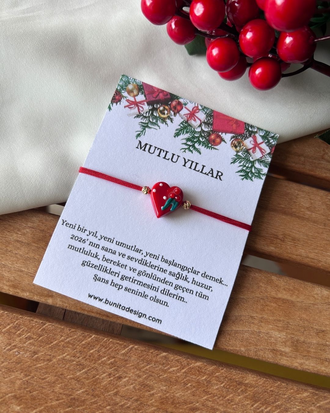 Murano Cam Kokinalı Kalp Yeni Yıl Konsept Bileklik