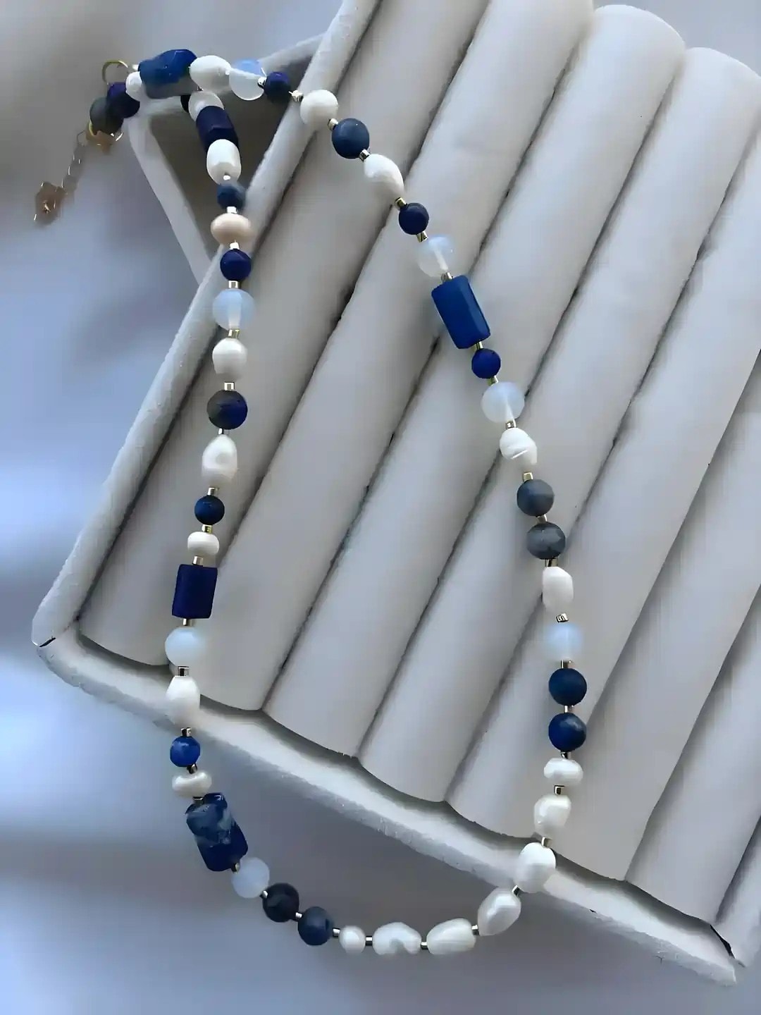 Royal Harmony: Lapis, Barok İnci & Opal Taşlı Özel Tasarım Kolye
