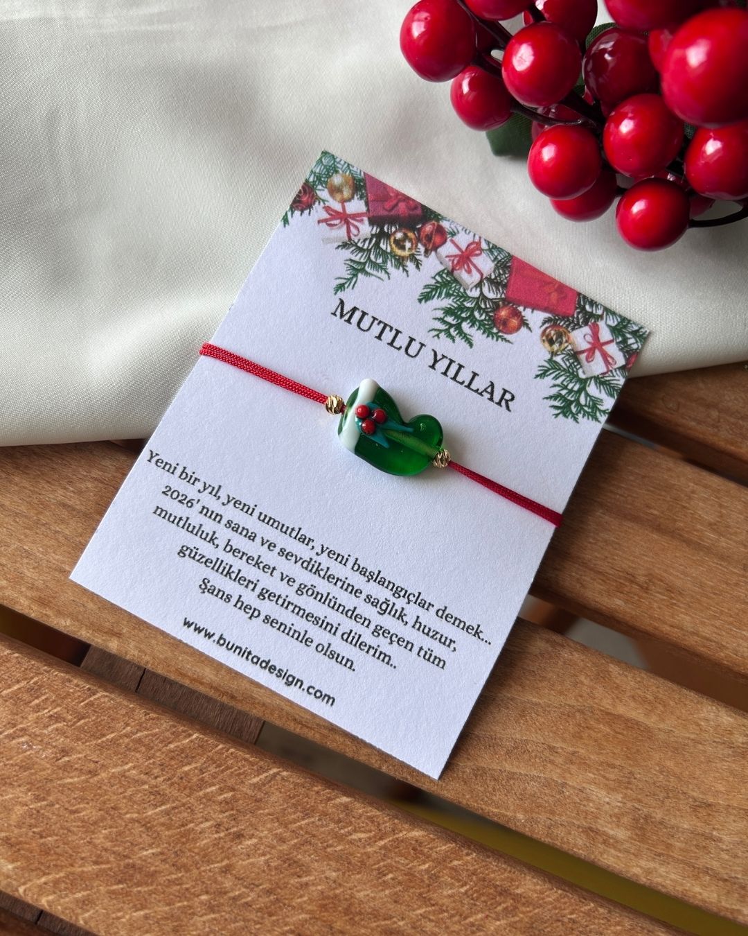 Murano Cam Yeşil Noel Çorap Yeni Yıl Konsept Bileklik