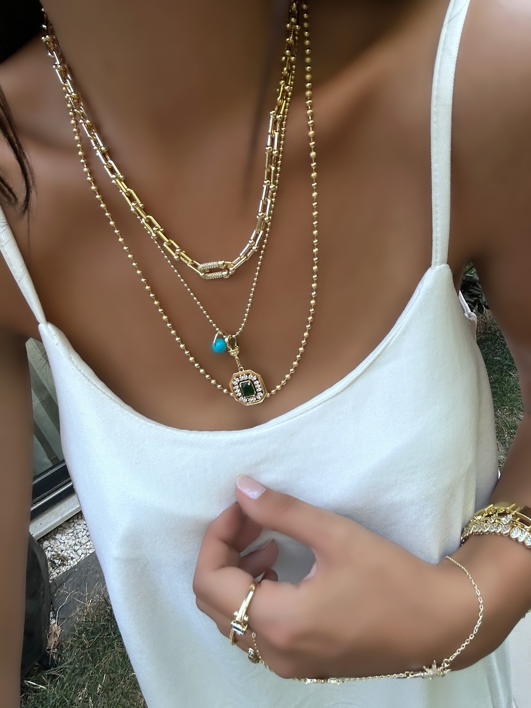 Vip Özel Seri 14K Üçlü Kolye Seti