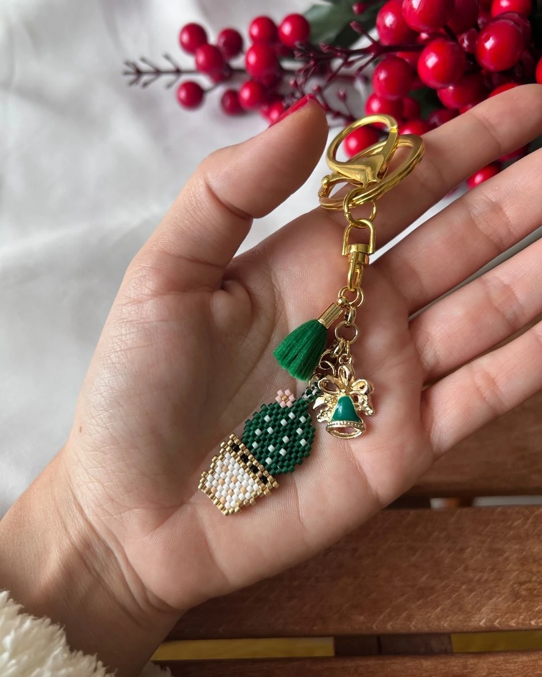 Kaktüs Motifli Miyuki Tasarım Anahtarlık & Çanta Charm