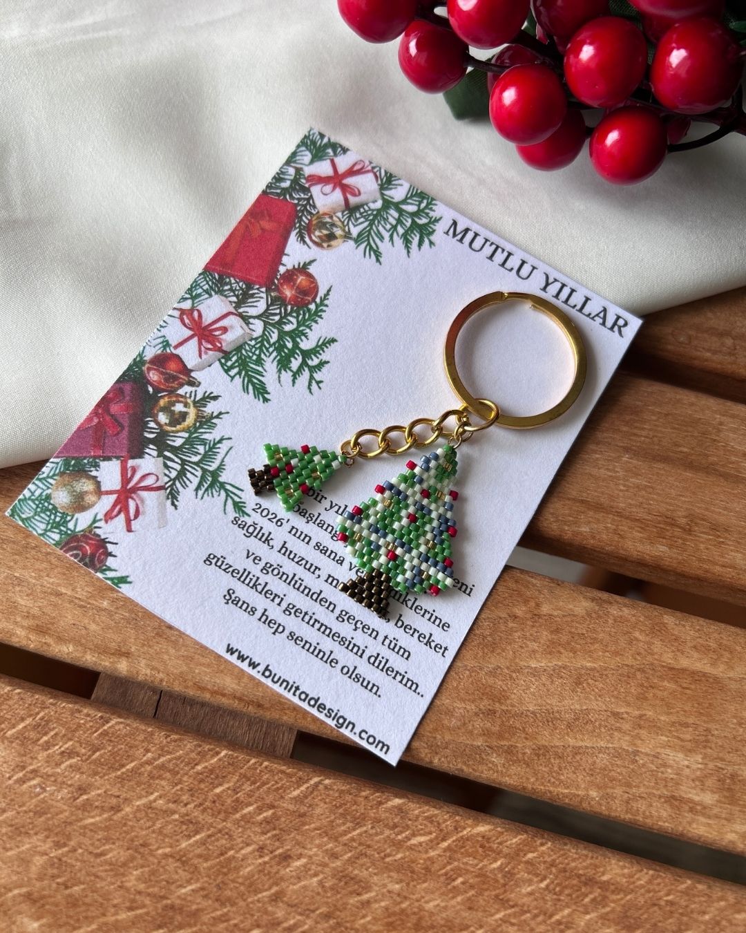 Çam Ağacı Motif İkili Miyuki Tasarım Aksesuar