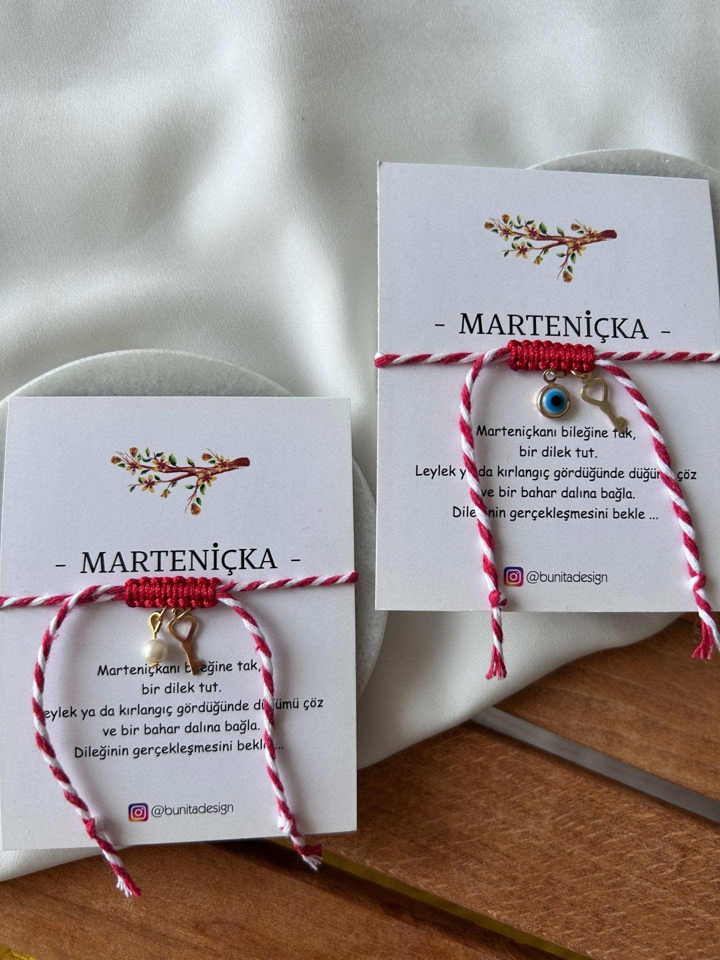 Kalp Anahtar ve İnci Charm Marteniçka Dilek Bilekliği