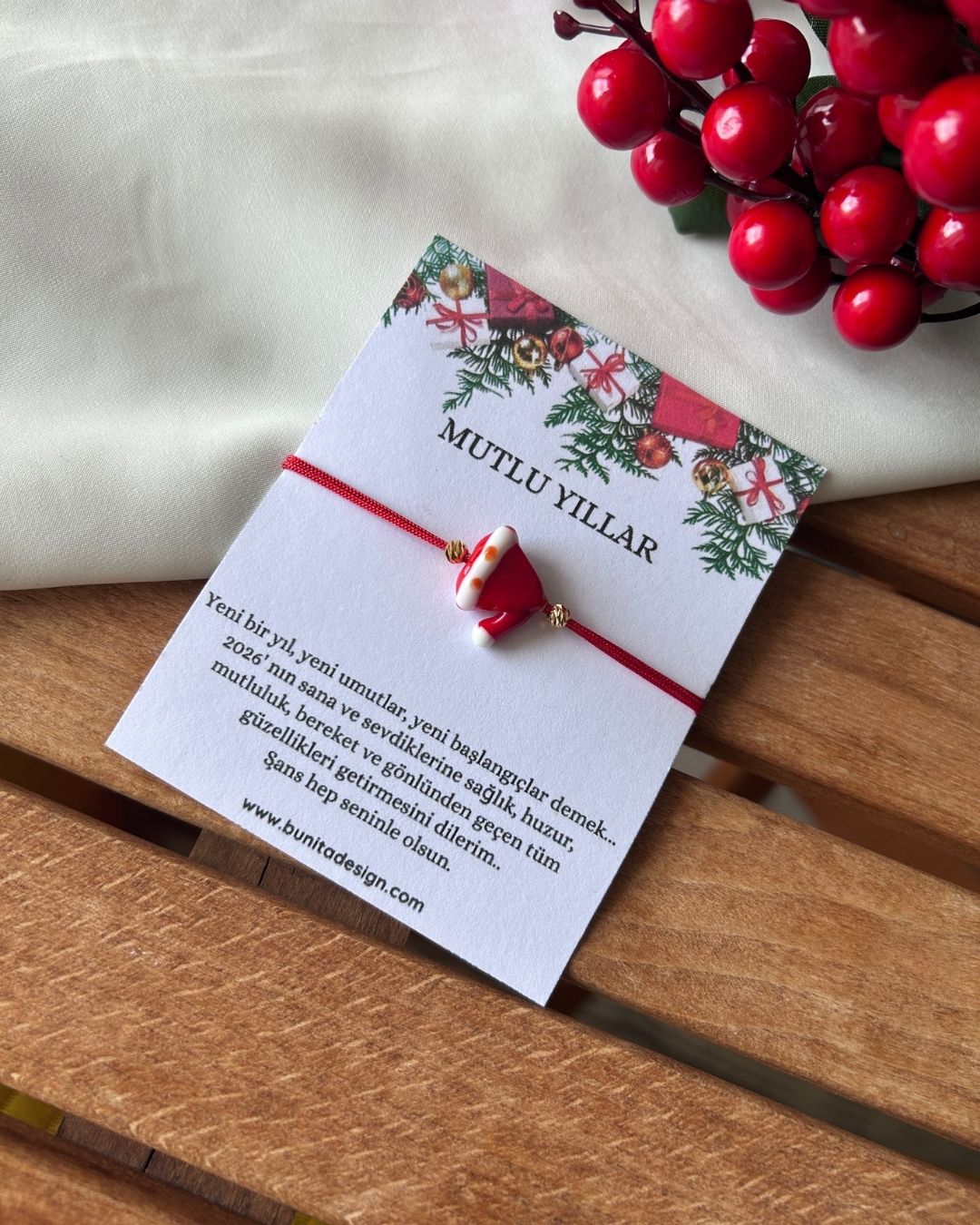 Murano Cam Noel Şapka Yeni Yıl Konsept Bileklik