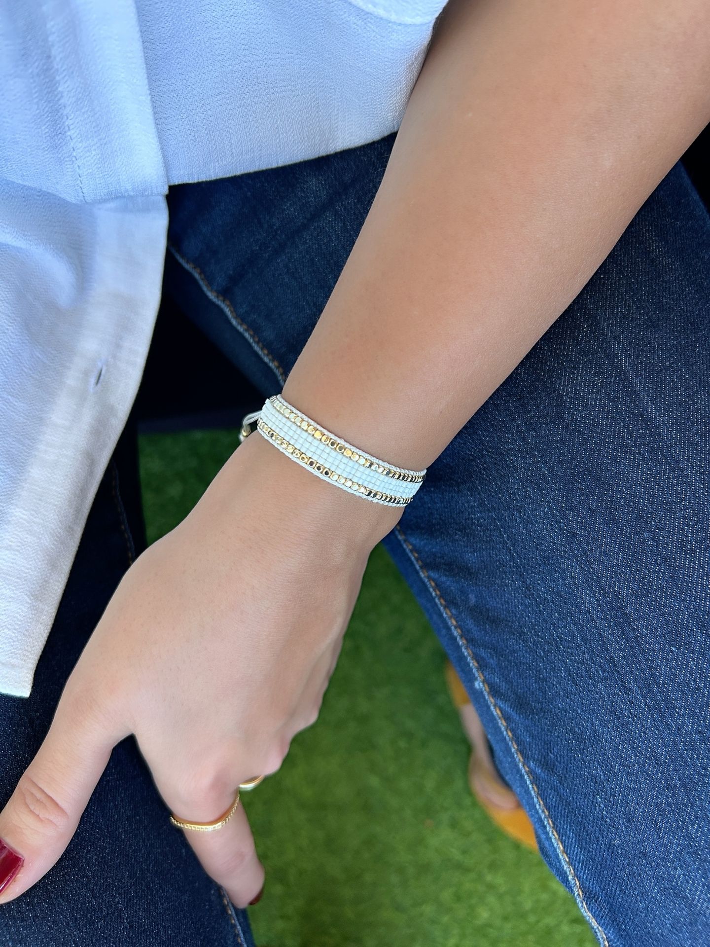 Gold Taş Detay Miyuki Bileklik