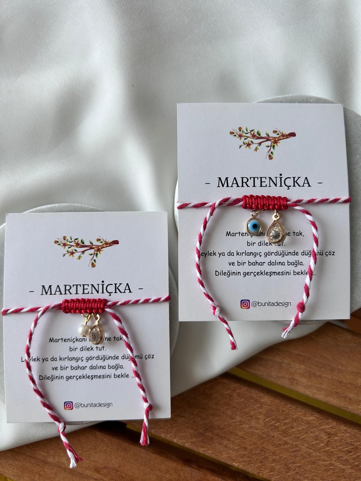 Zirkon Damla ve Nazar Boncuklu Charm Marteniçka Dilek Bilekliği