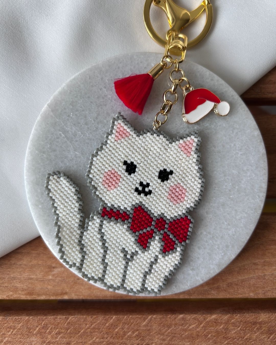 Kedi Motifli Miyuki Tasarım Anahtarlık & Çanta Charm