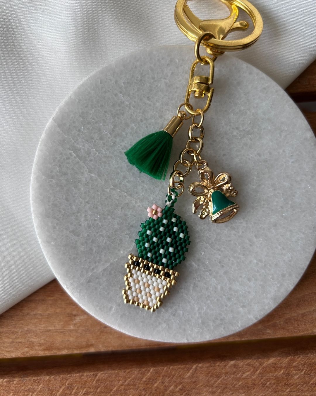 Kaktüs Motifli Miyuki Tasarım Anahtarlık & Çanta Charm