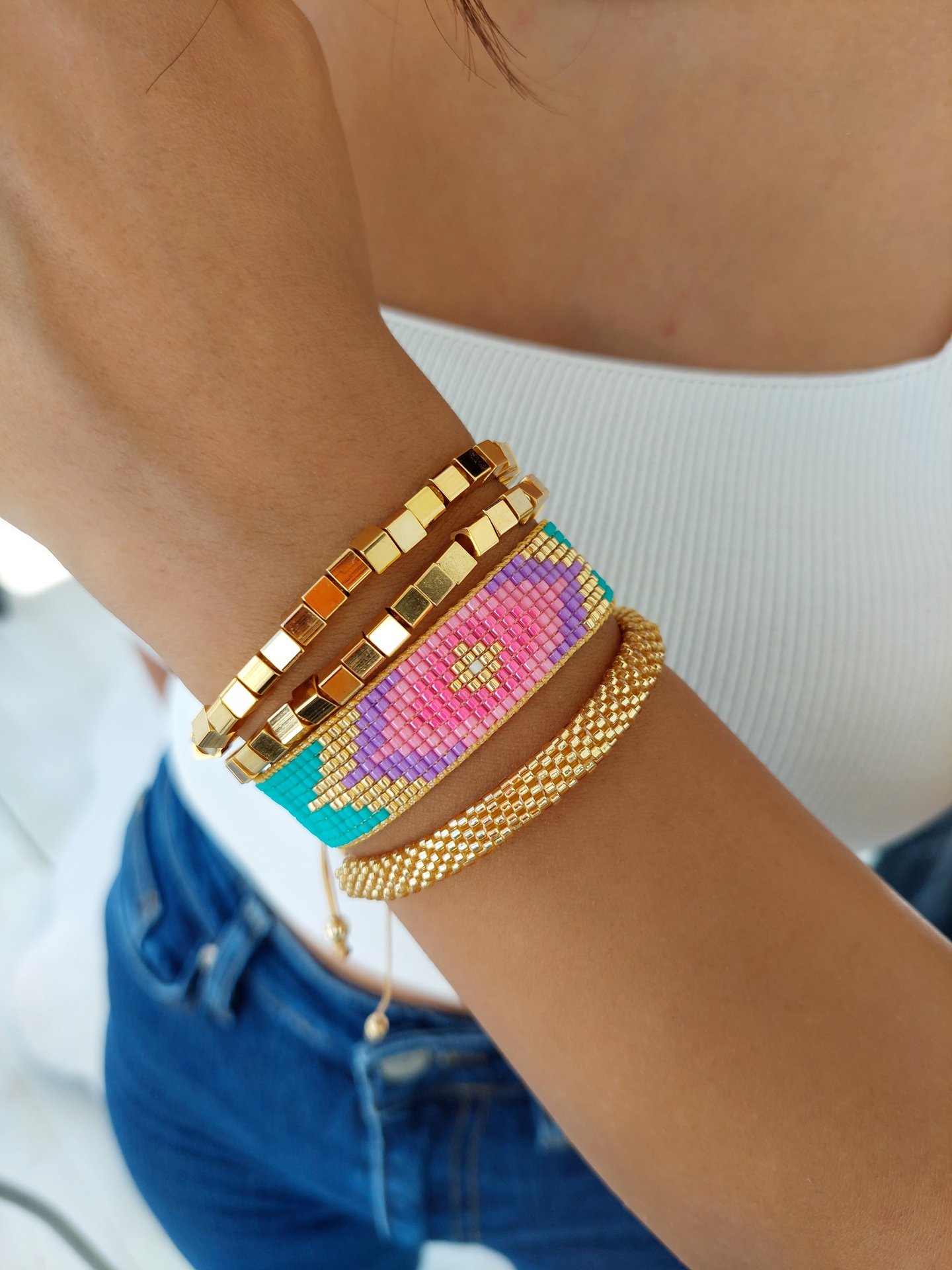 Geometrik Motif Canlı Tonlarda Miyuki Bileklik