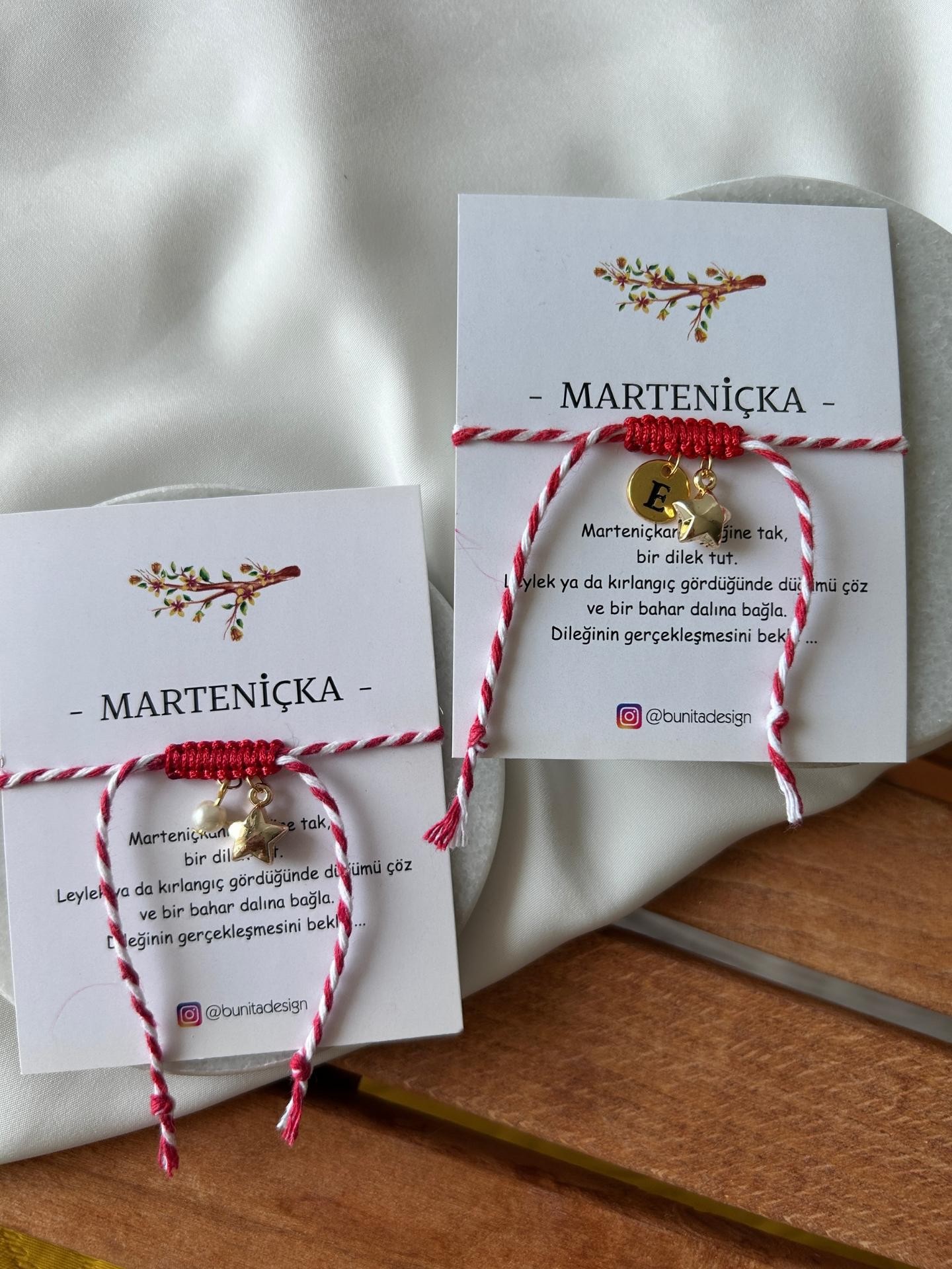 Bombe Yıldız ve İnci Charm Marteniçka Dilek Bilekliği