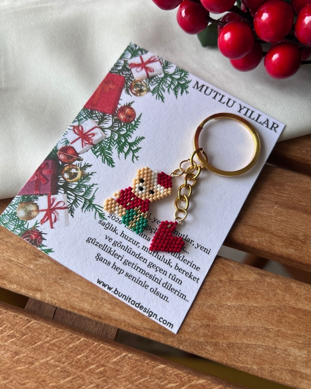 Ayıcık ve Kalp Motifli İkili Miyuki Tasarım Aksesuar