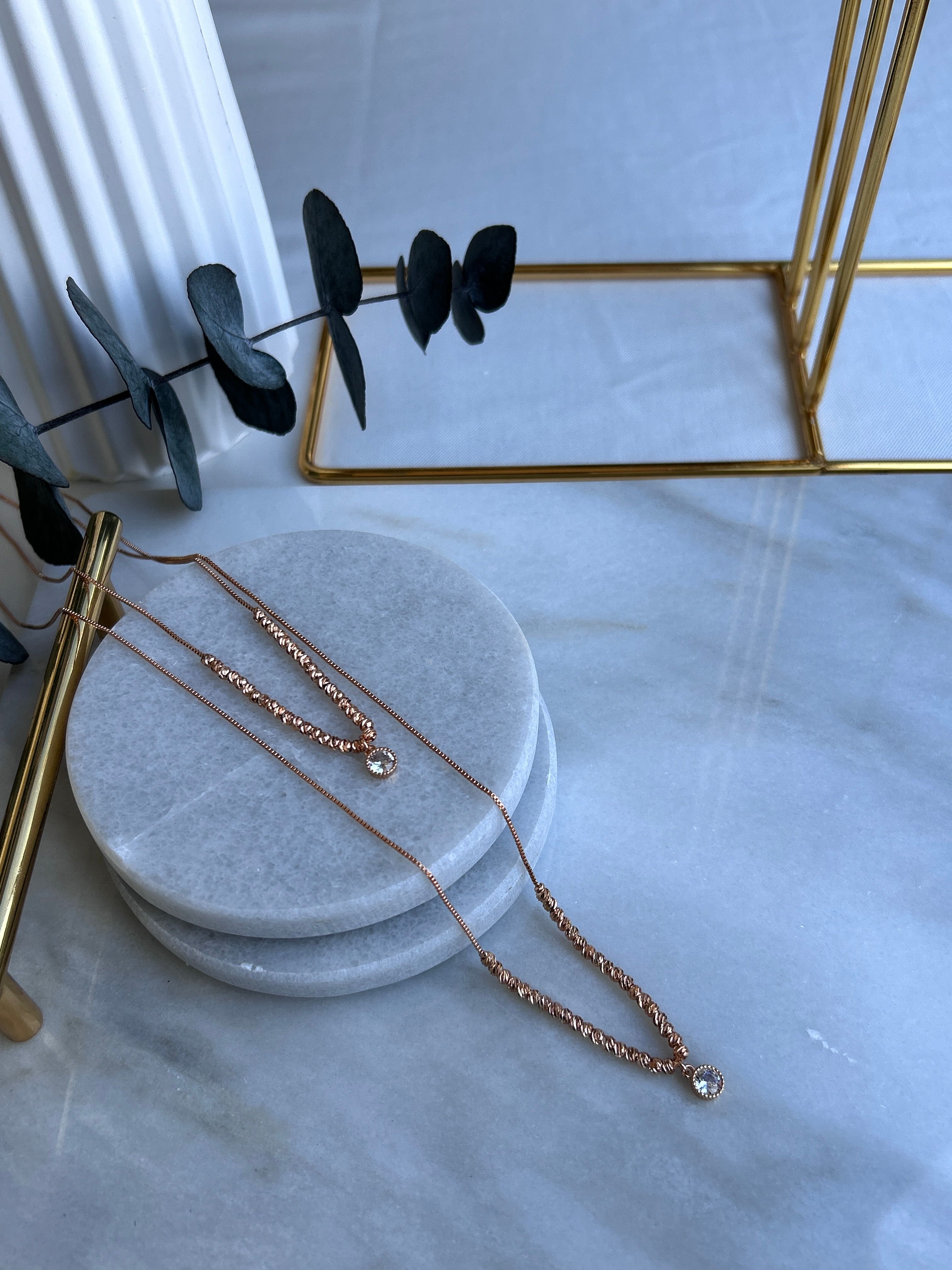 Vip Özel Seri 18K 70 Cm Taş Uçlu Dorica Zincir Kolye
