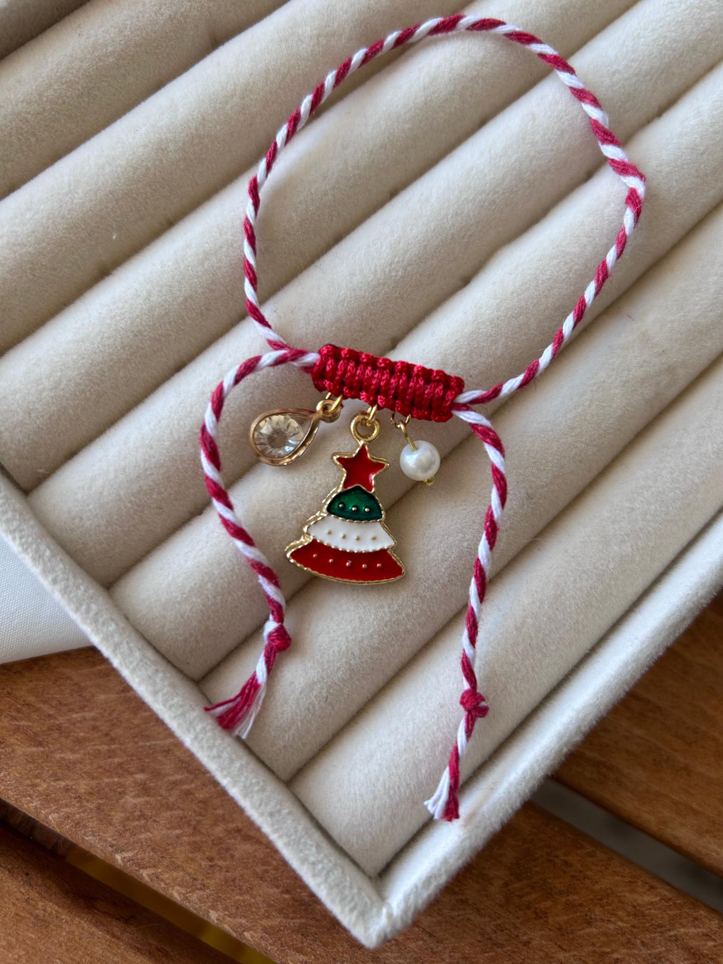 Renkli Yılbaşı Ağacı Figürlü Charm Detay Yeni Yıl Konsept Bileklik