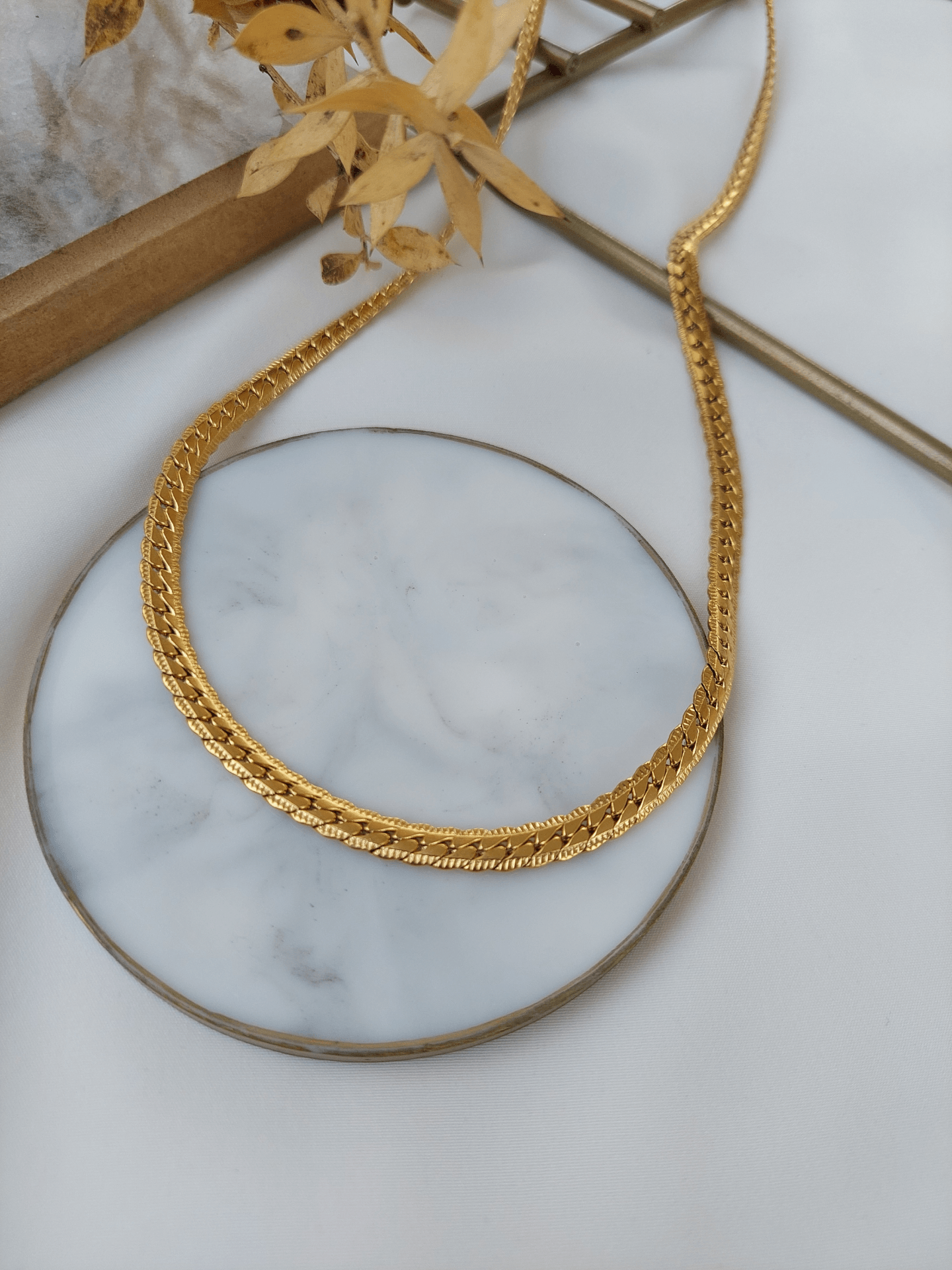 Çelik Kuyumcu İşi Kalın Gold Kolye (60 cm)