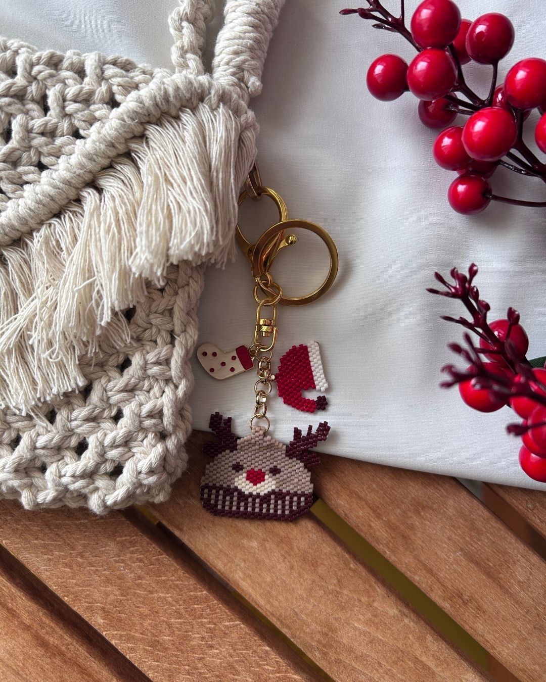 Geyik Motifli Miyuki Tasarım Anahtarlık & Çanta Charm