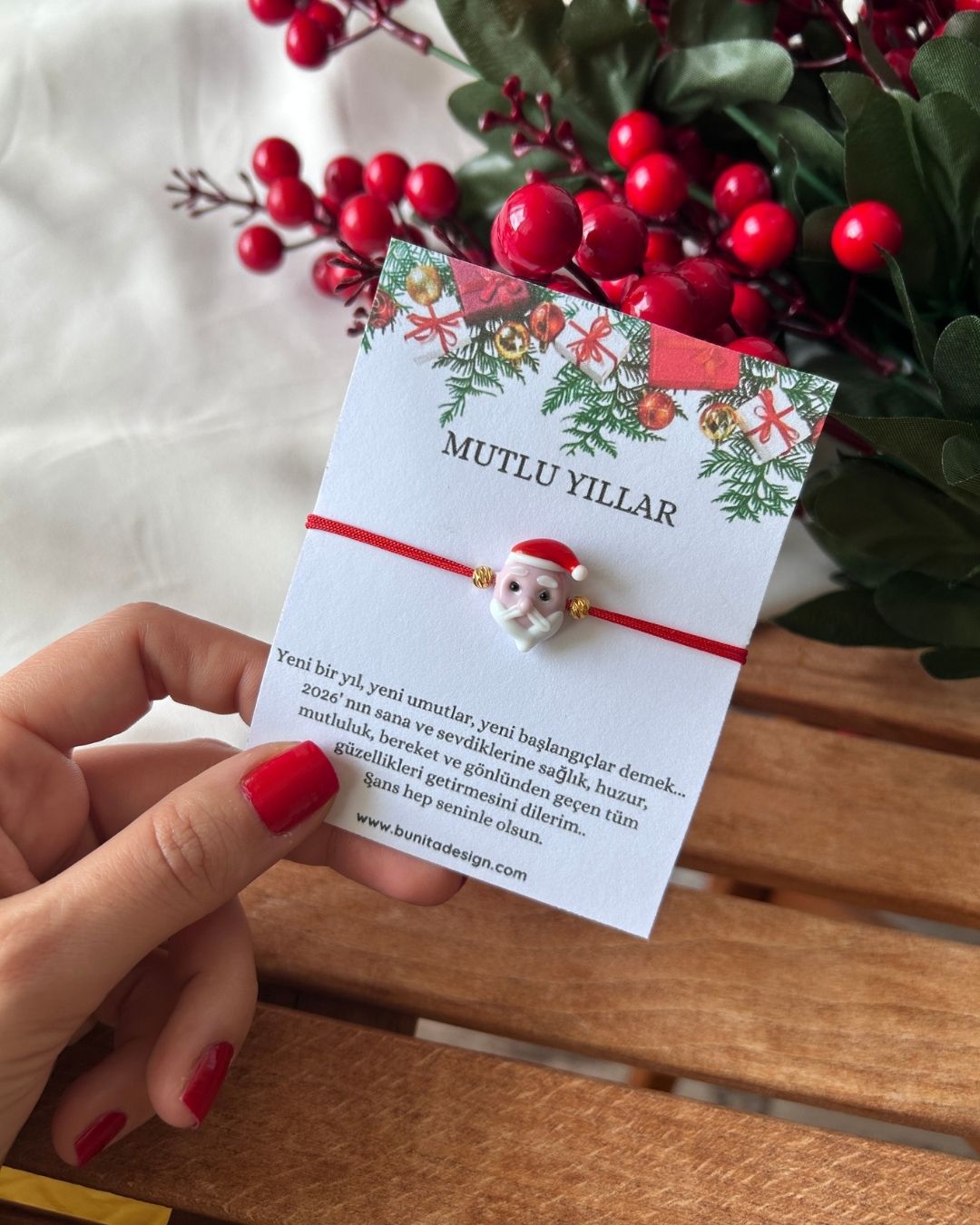 Murano Cam Noel Baba Yeni Yıl Konsept Bileklik