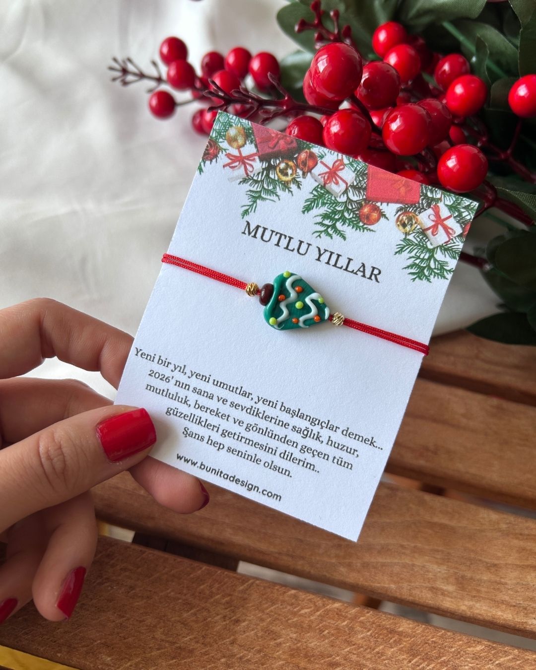 Murano Cam Noel Ağacı Yeni Yıl Konsept Bileklik