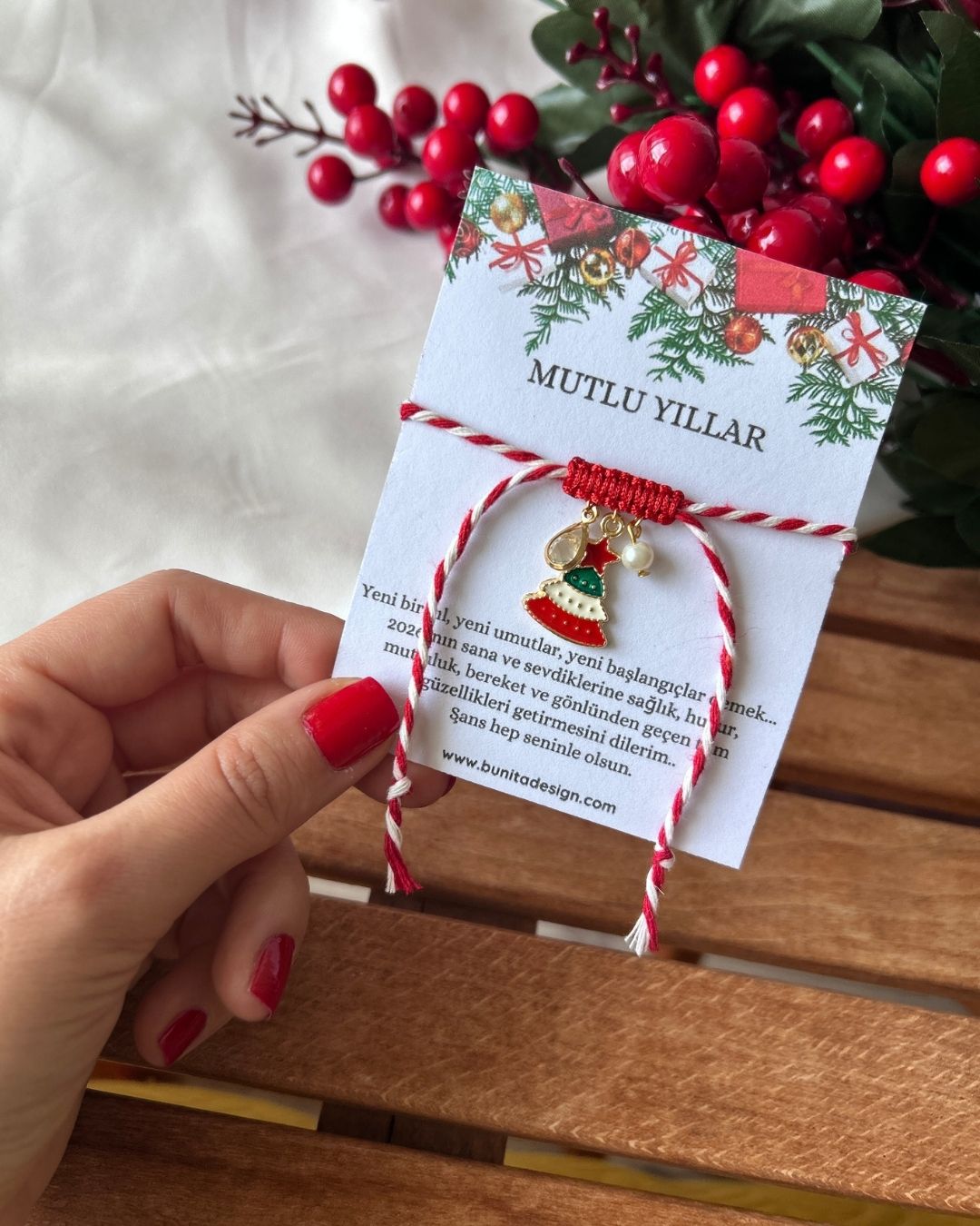 Renkli Yılbaşı Ağacı Figürlü Charm Detay Yeni Yıl Konsept Bileklik