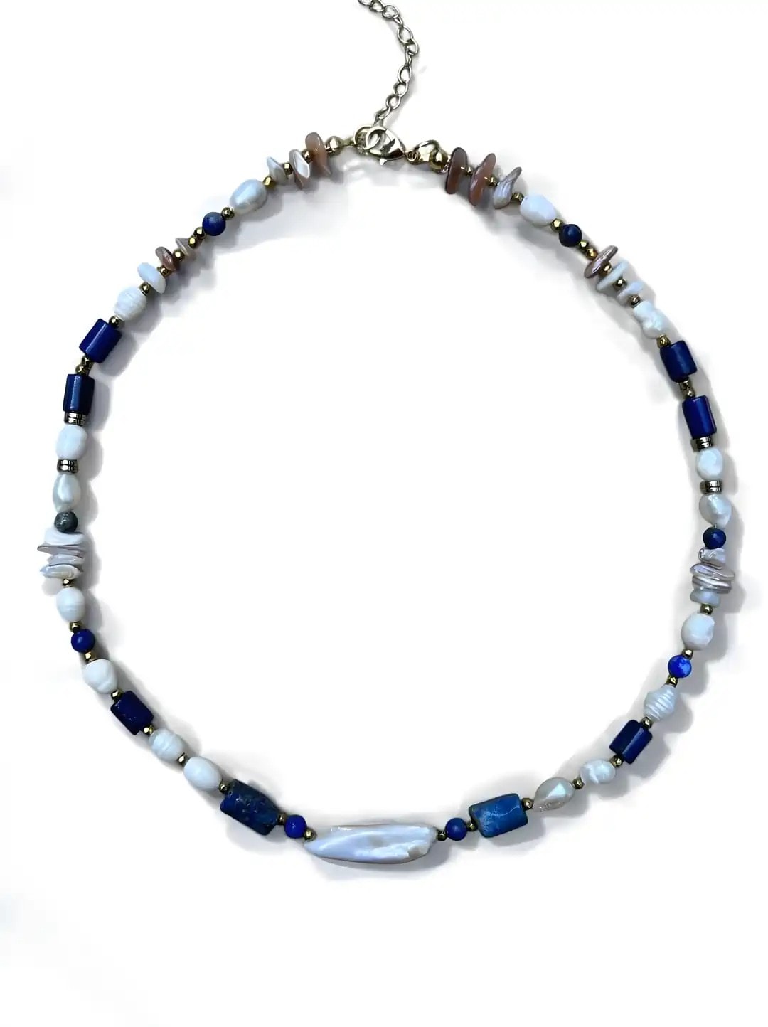 Elysian Luxe – Lapis Lazuli ve Doğal İnci Taşlı Özel Tasarım Kolye