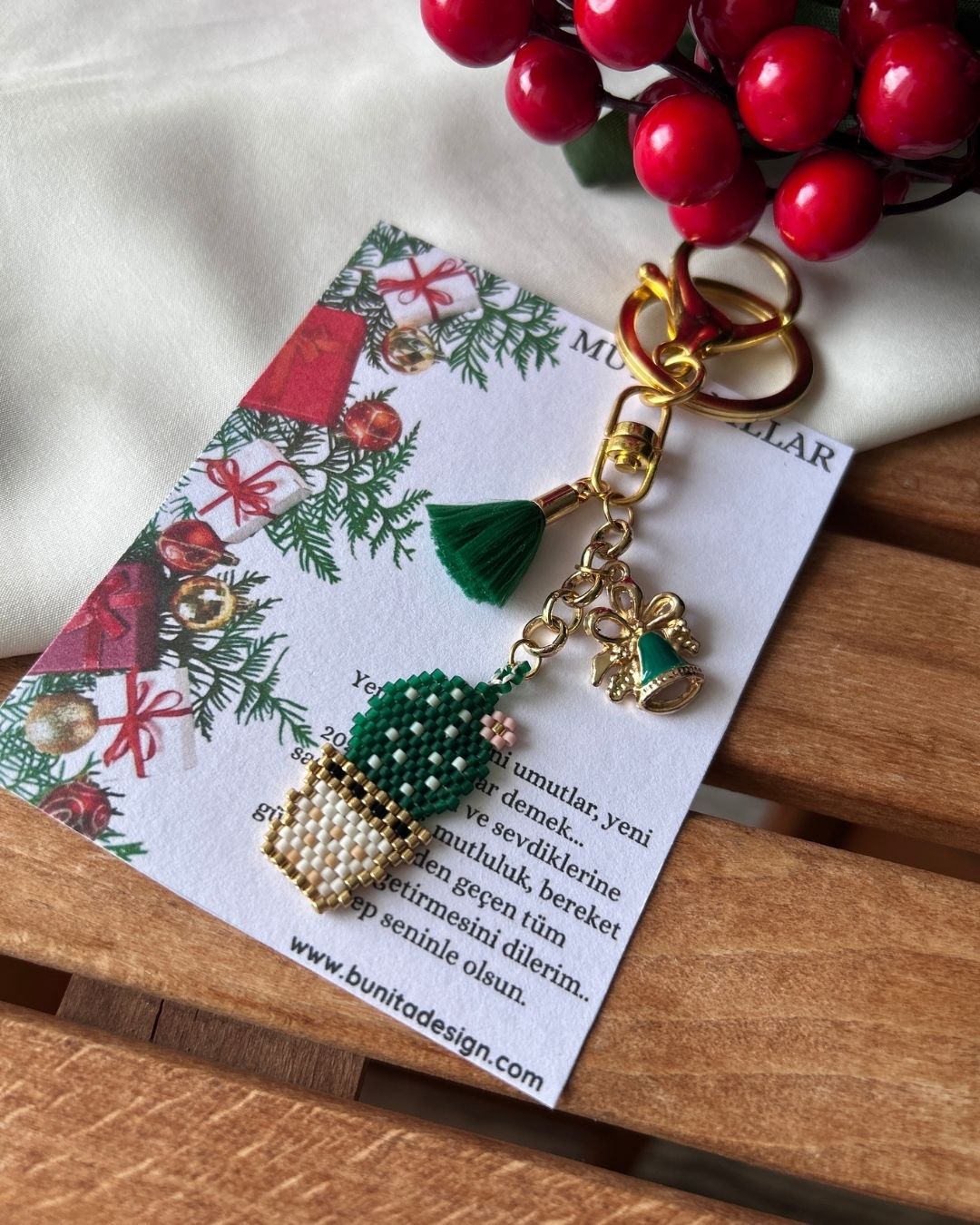 Kaktüs Motifli Miyuki Tasarım Anahtarlık & Çanta Charm